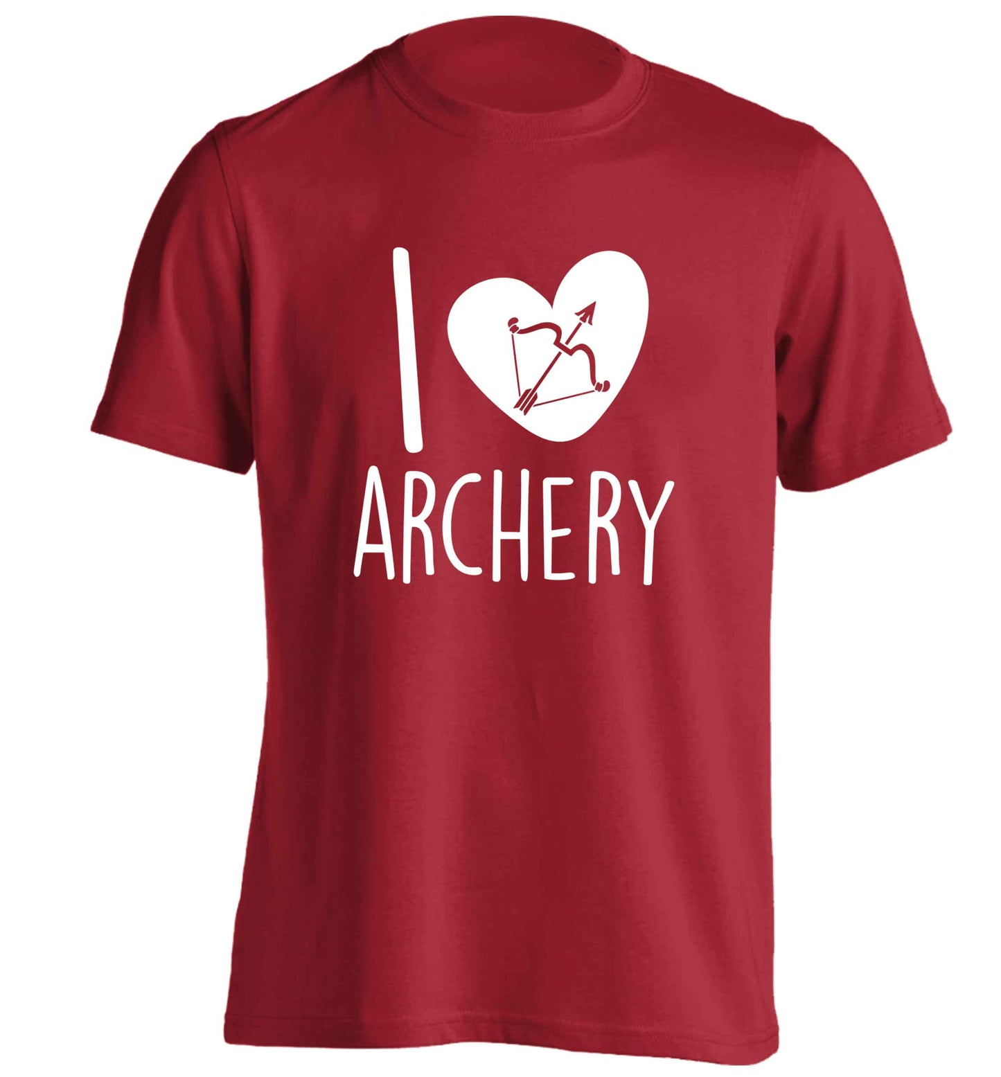 I love archery adults unisex red Tshirt 2XL
