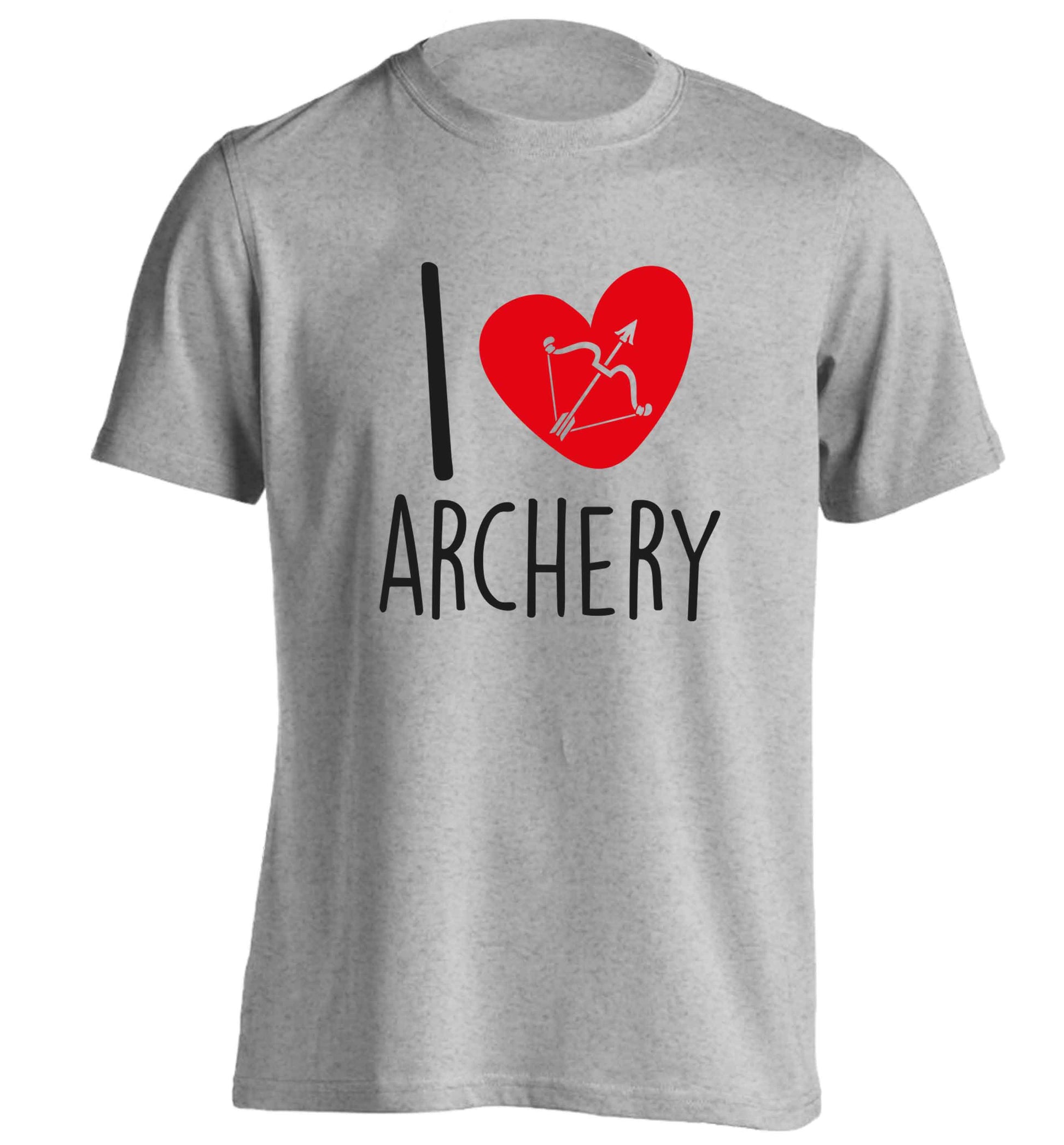I love archery adults unisex grey Tshirt 2XL