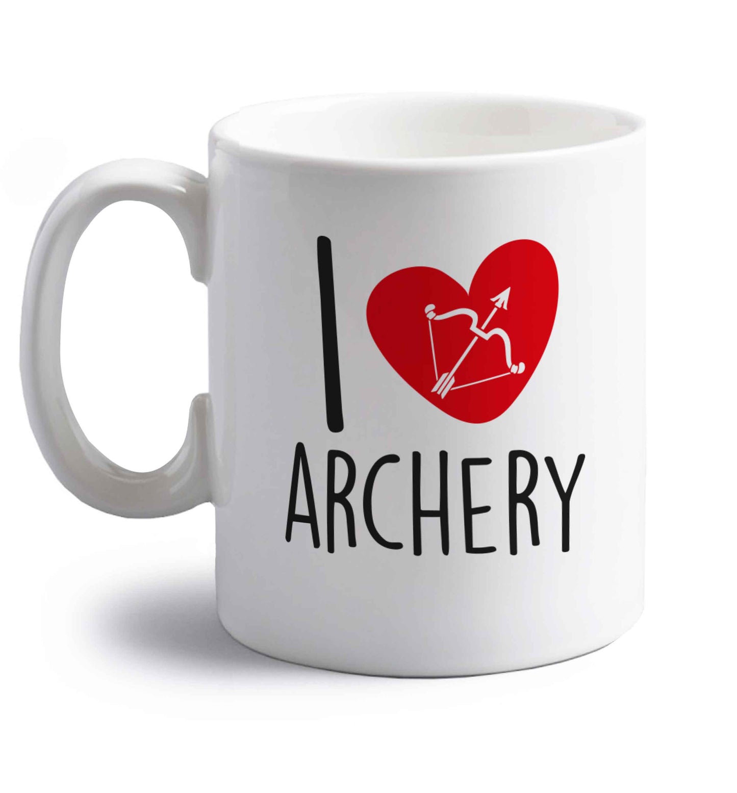 I love archery right handed white ceramic mug 