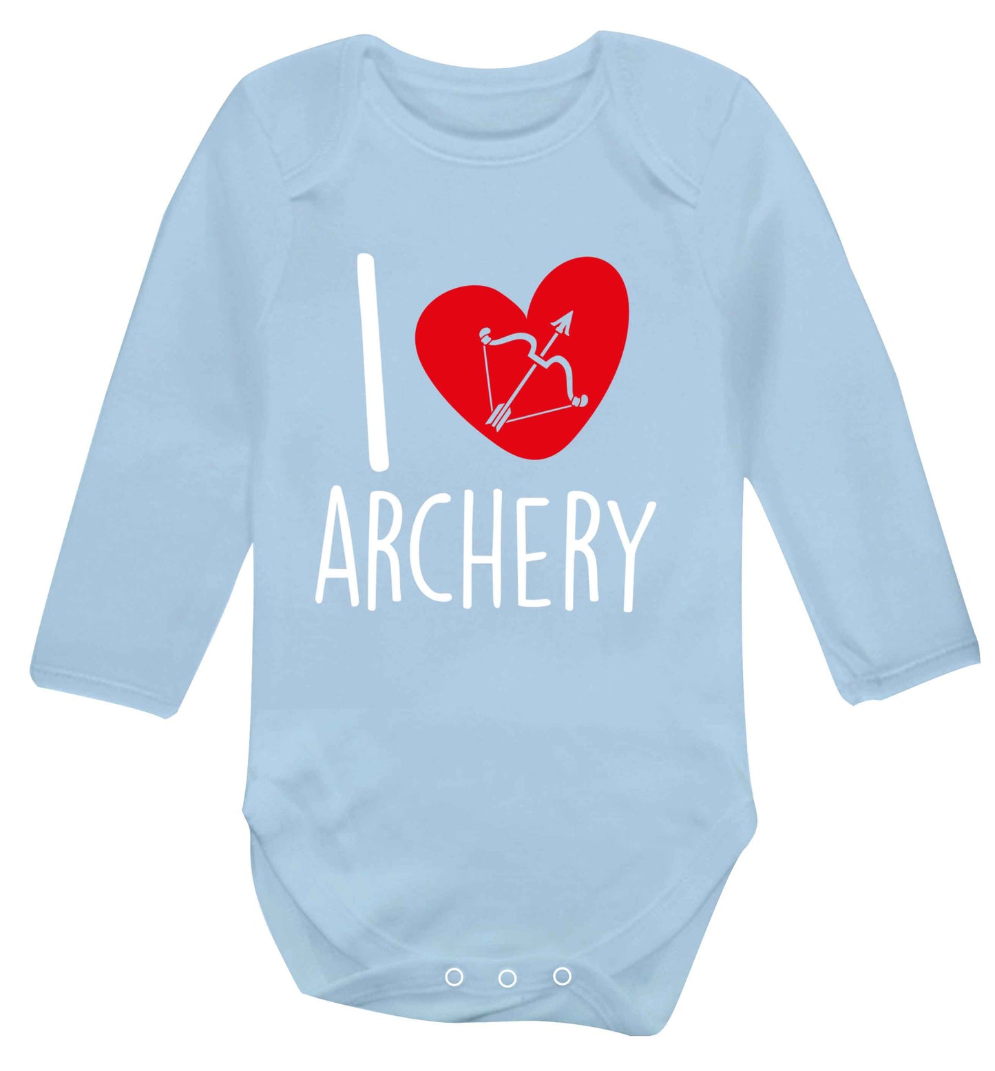 I love archery Baby Vest long sleeved pale blue 6-12 months
