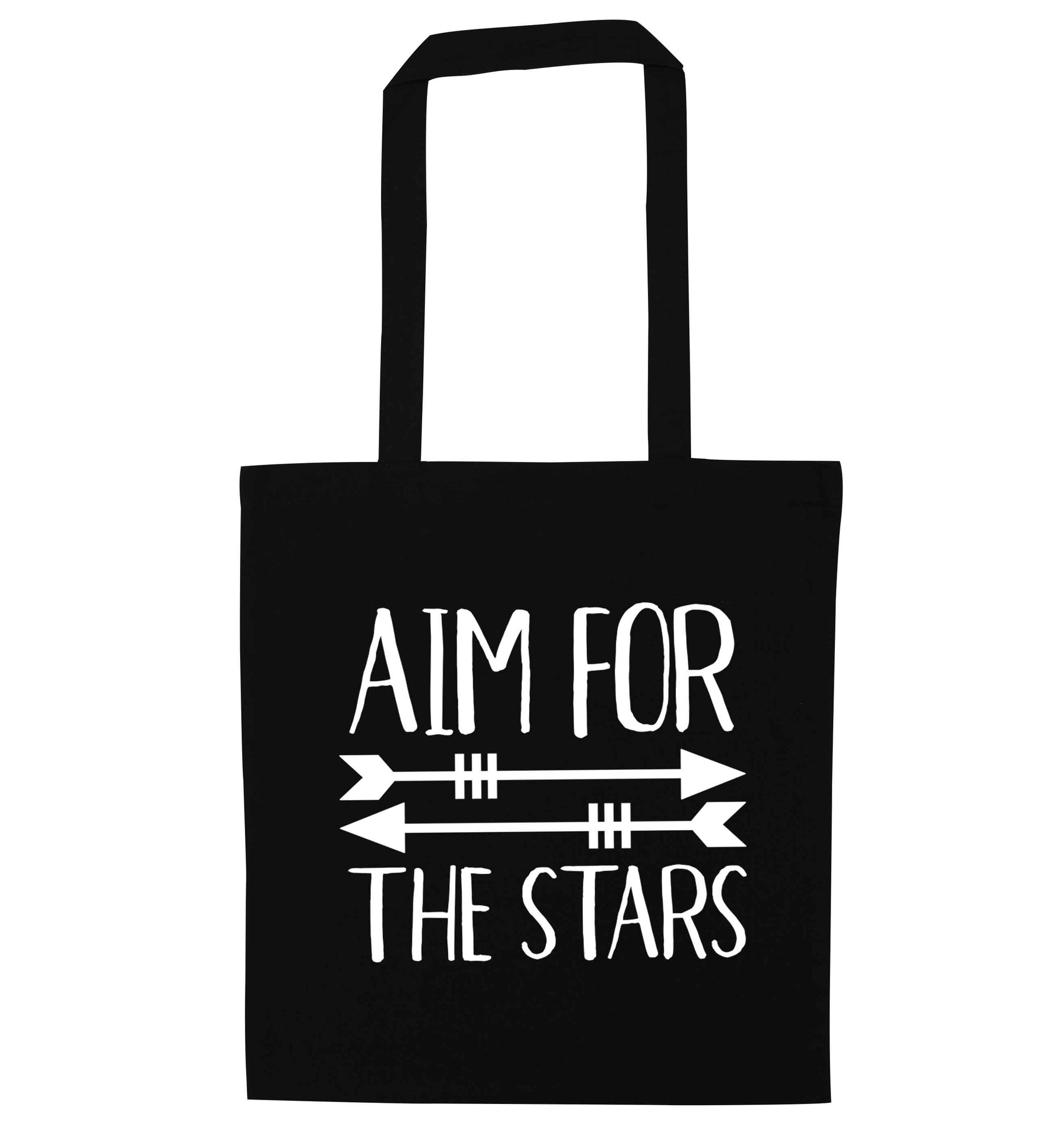 Aim for the stars black tote bag