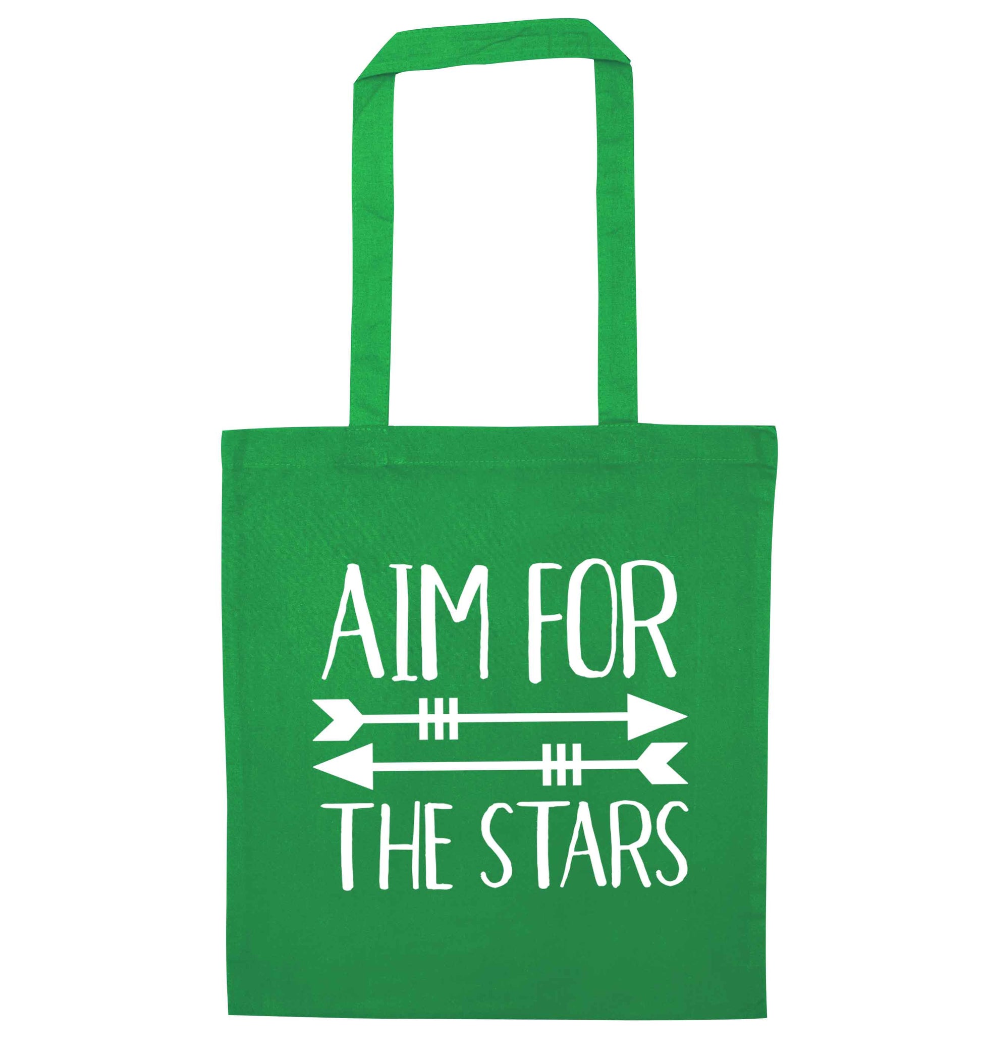 Aim for the stars green tote bag