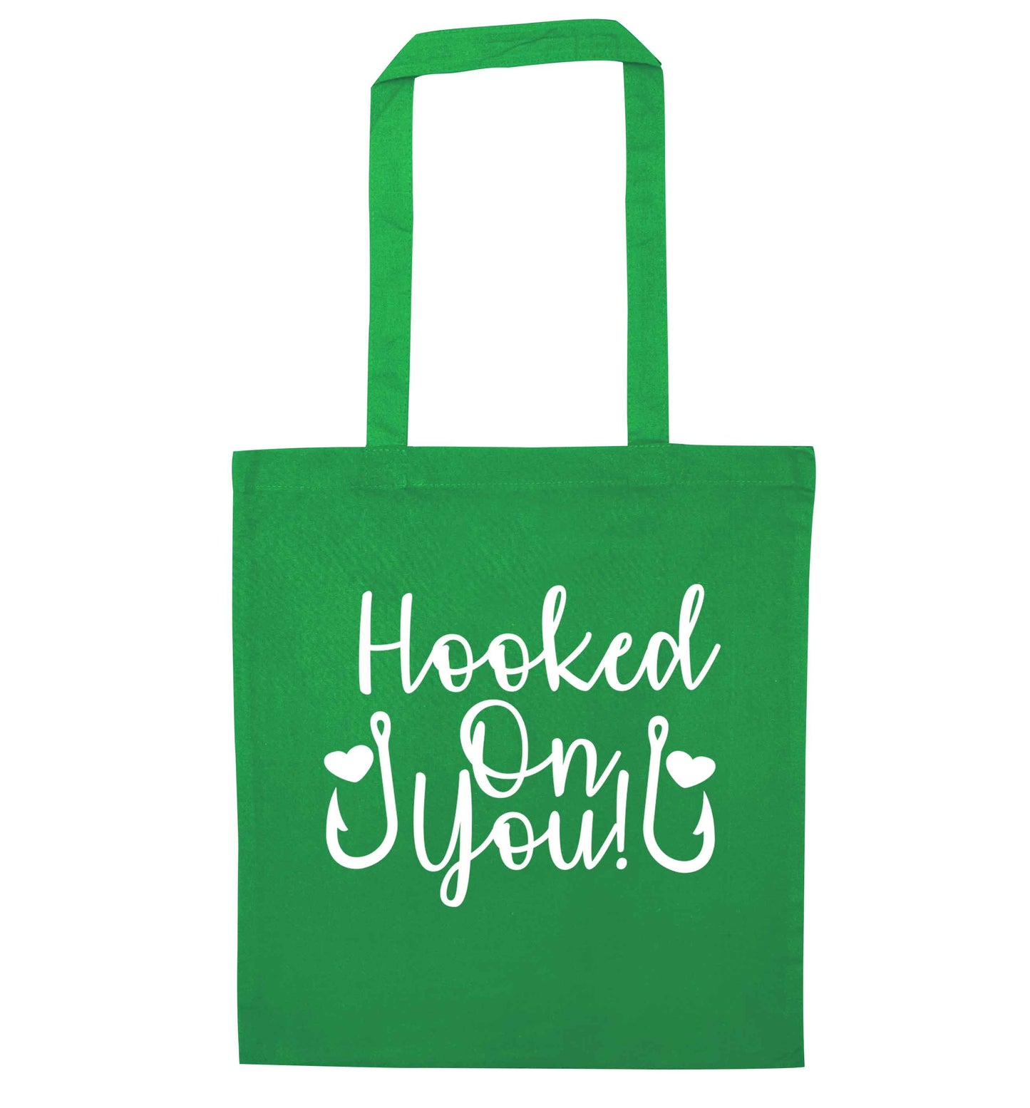 Hooked on you green tote bag