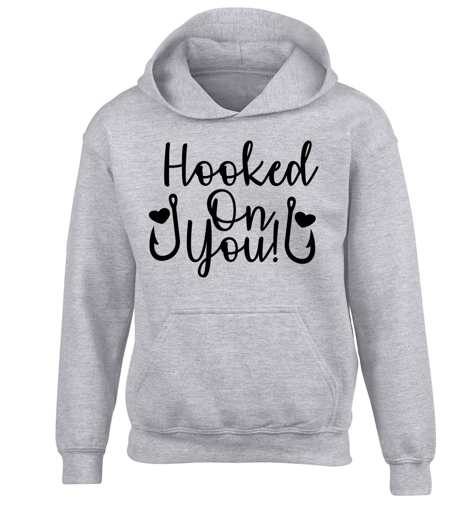 Hooked on you children's grey hoodie 12-13 Years