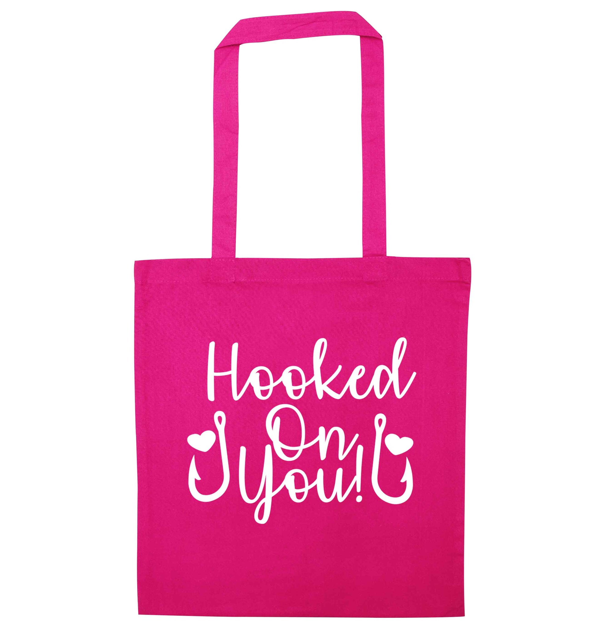 Hooked on you pink tote bag