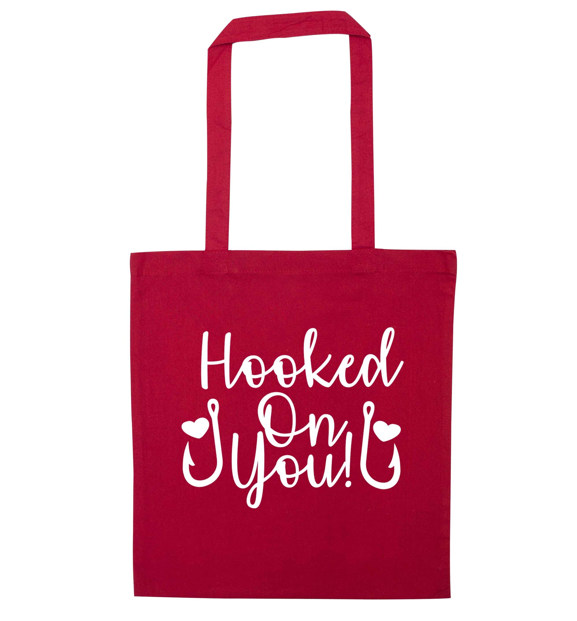 Hooked on you red tote bag