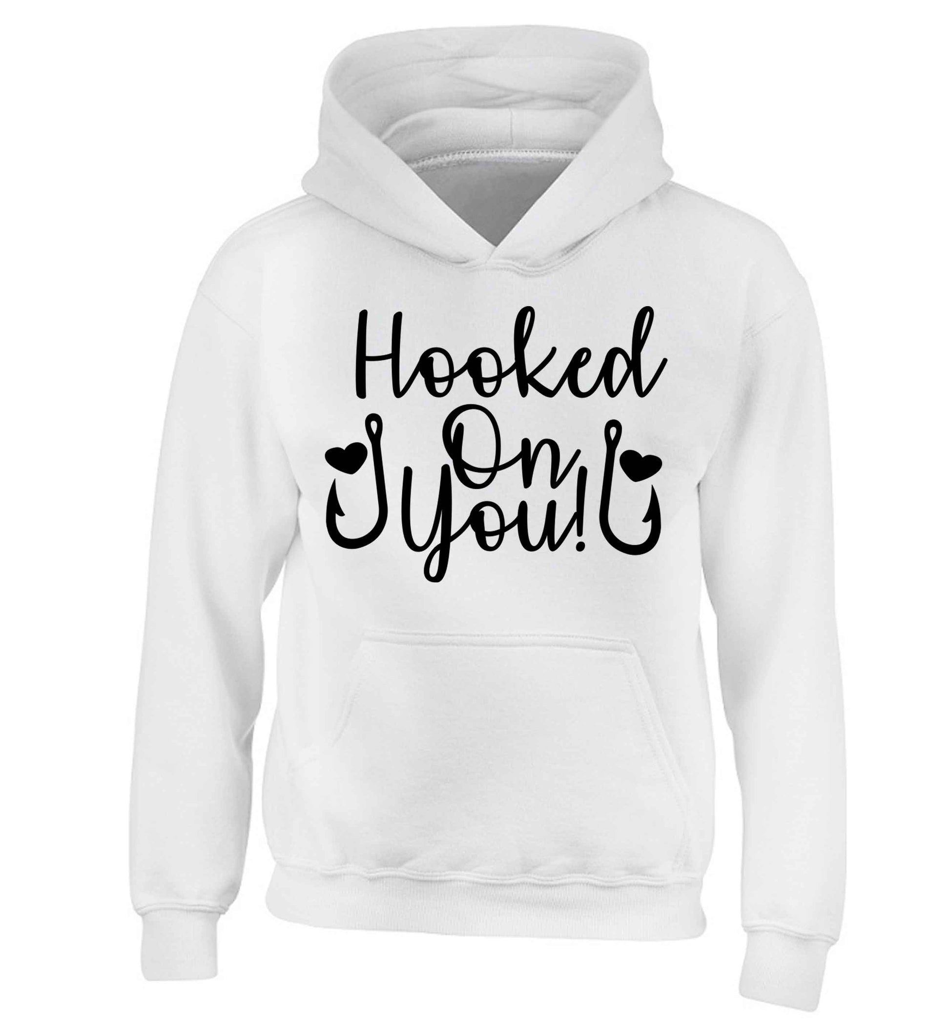 Hooked on you children's white hoodie 12-13 Years