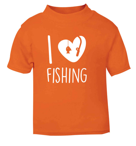 I love fishing orange Baby Toddler Tshirt 2 Years