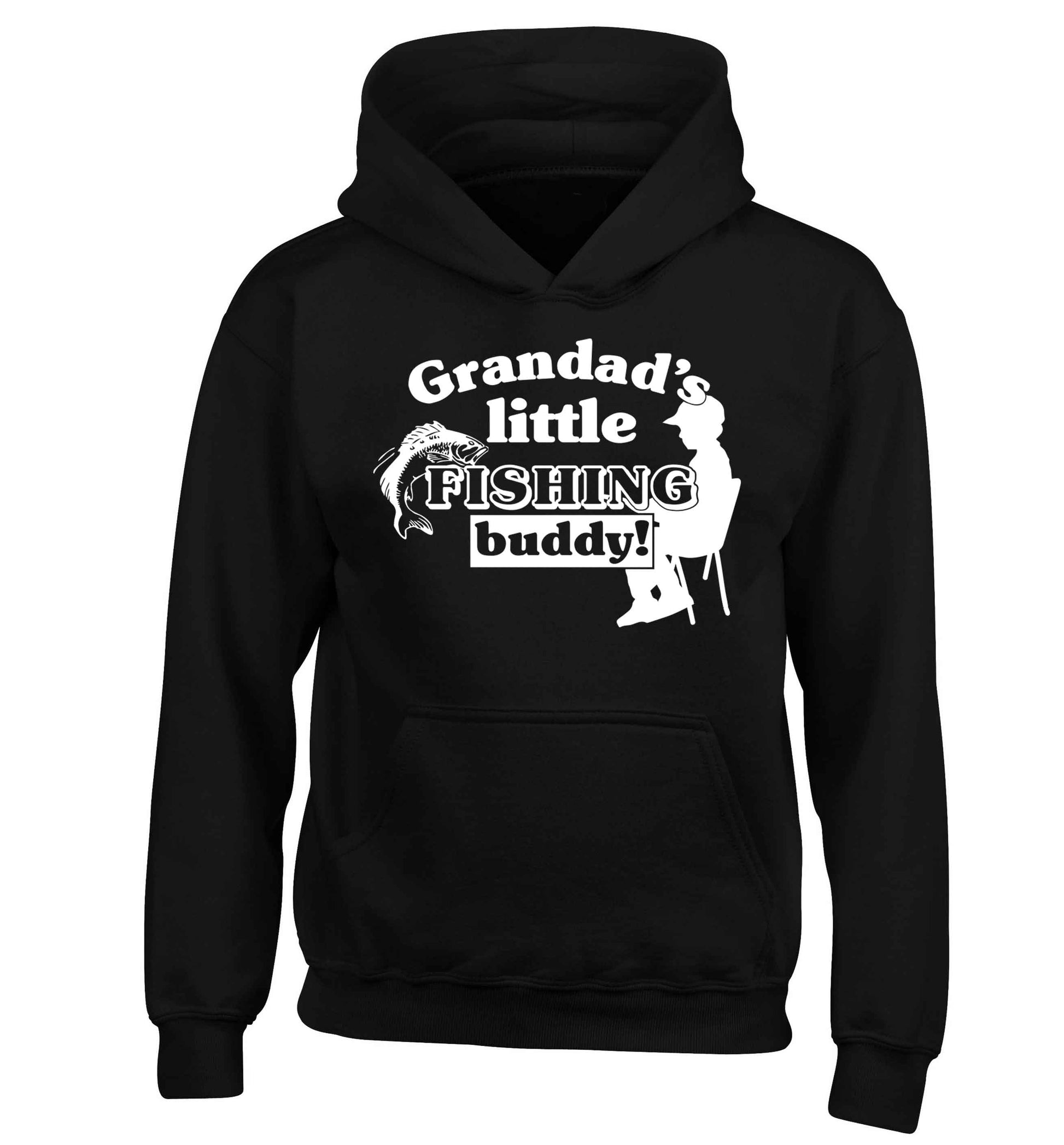 Grandad's little fishing buddy! children's black hoodie 12-13 Years