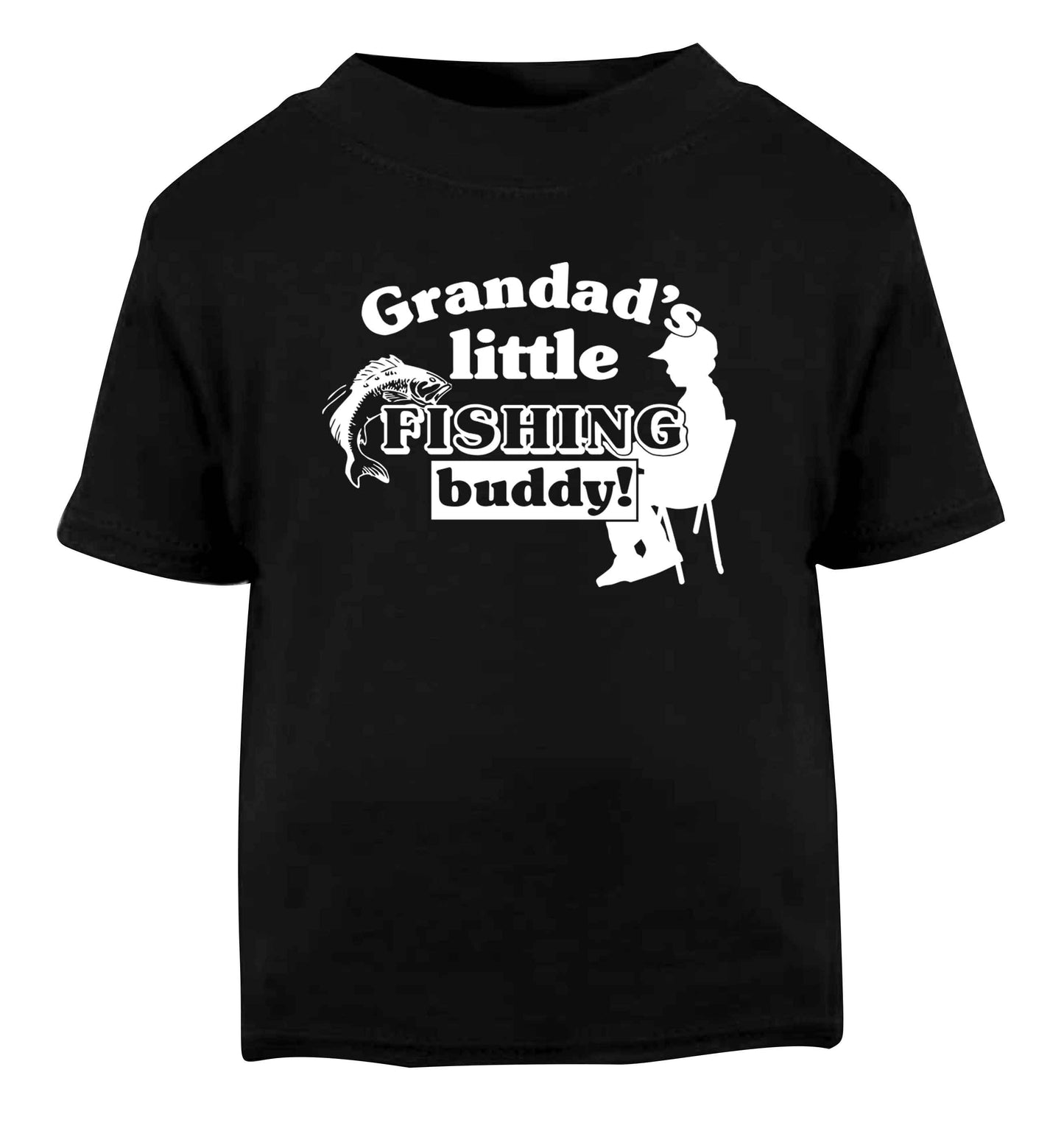 Grandad's little fishing buddy! Black Baby Toddler Tshirt 2 years
