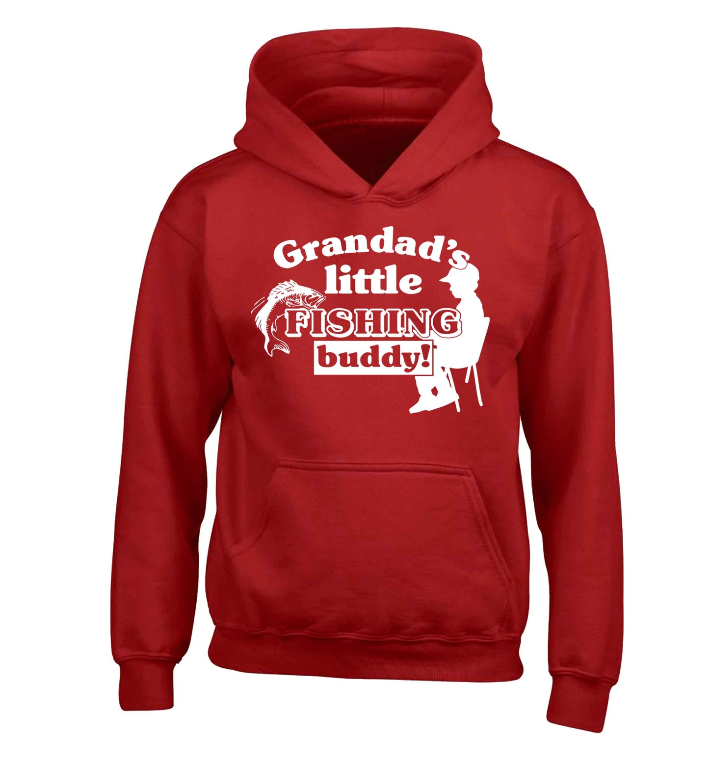 Grandad's little fishing buddy! children's red hoodie 12-13 Years