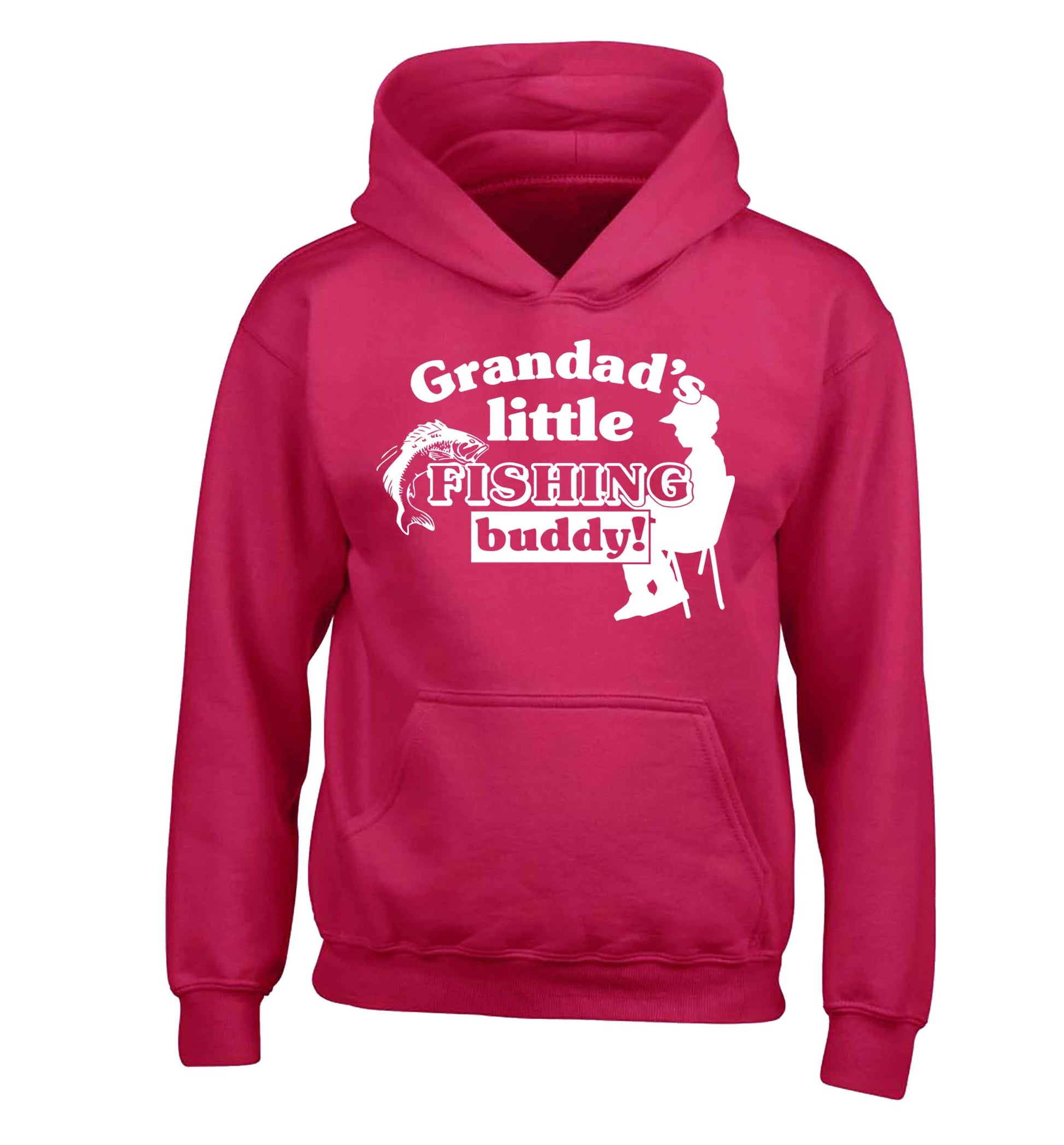 Grandad's little fishing buddy! children's pink hoodie 12-13 Years