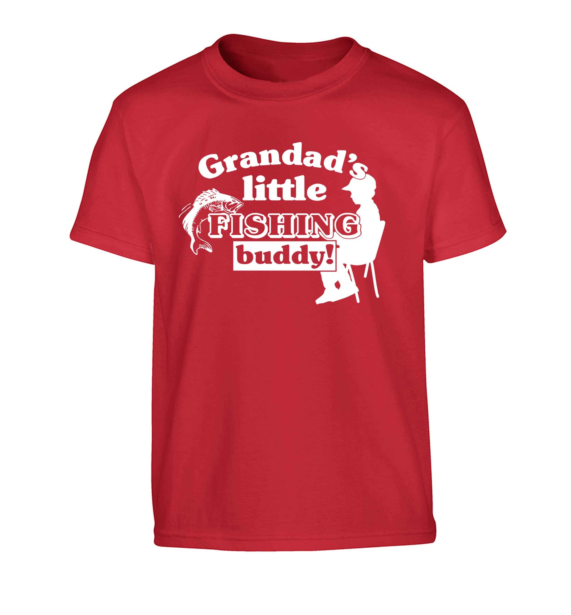 Grandad's little fishing buddy! Children's red Tshirt 12-13 Years
