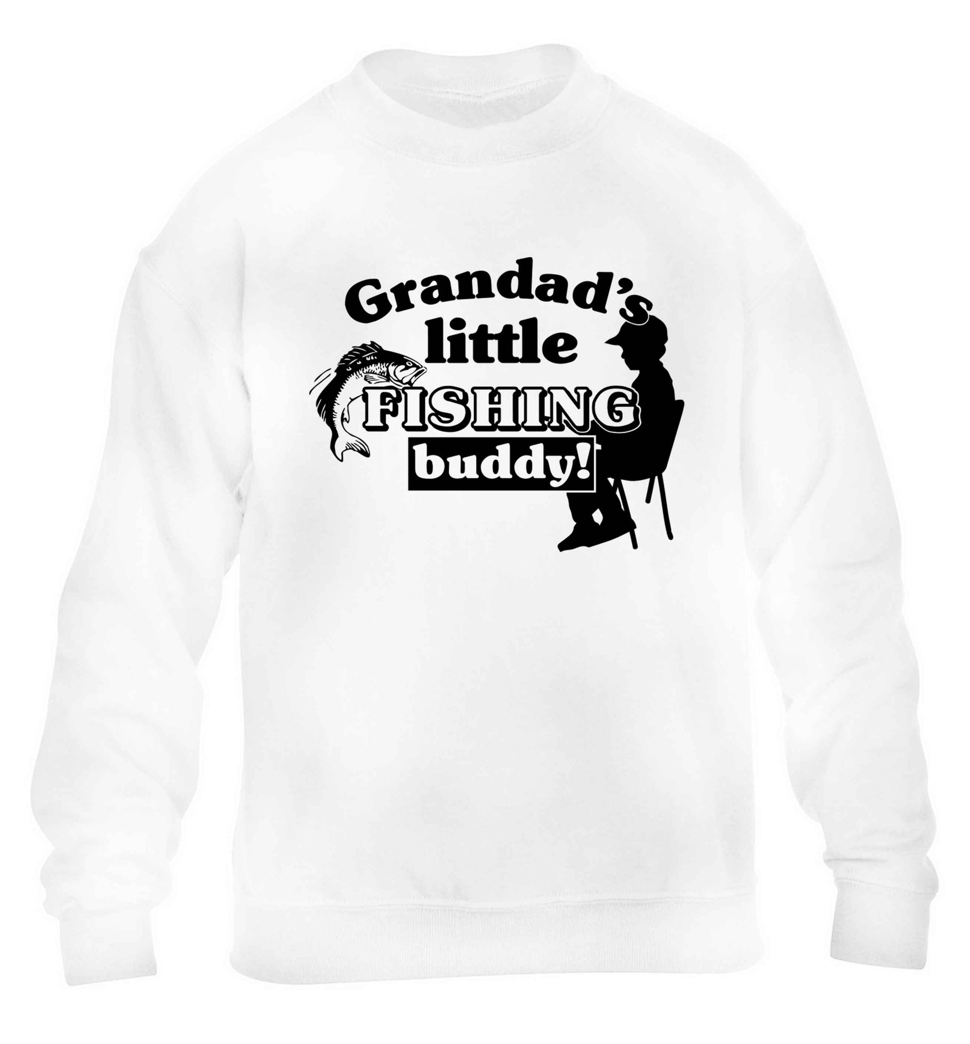 Grandad's little fishing buddy! children's white sweater 12-13 Years