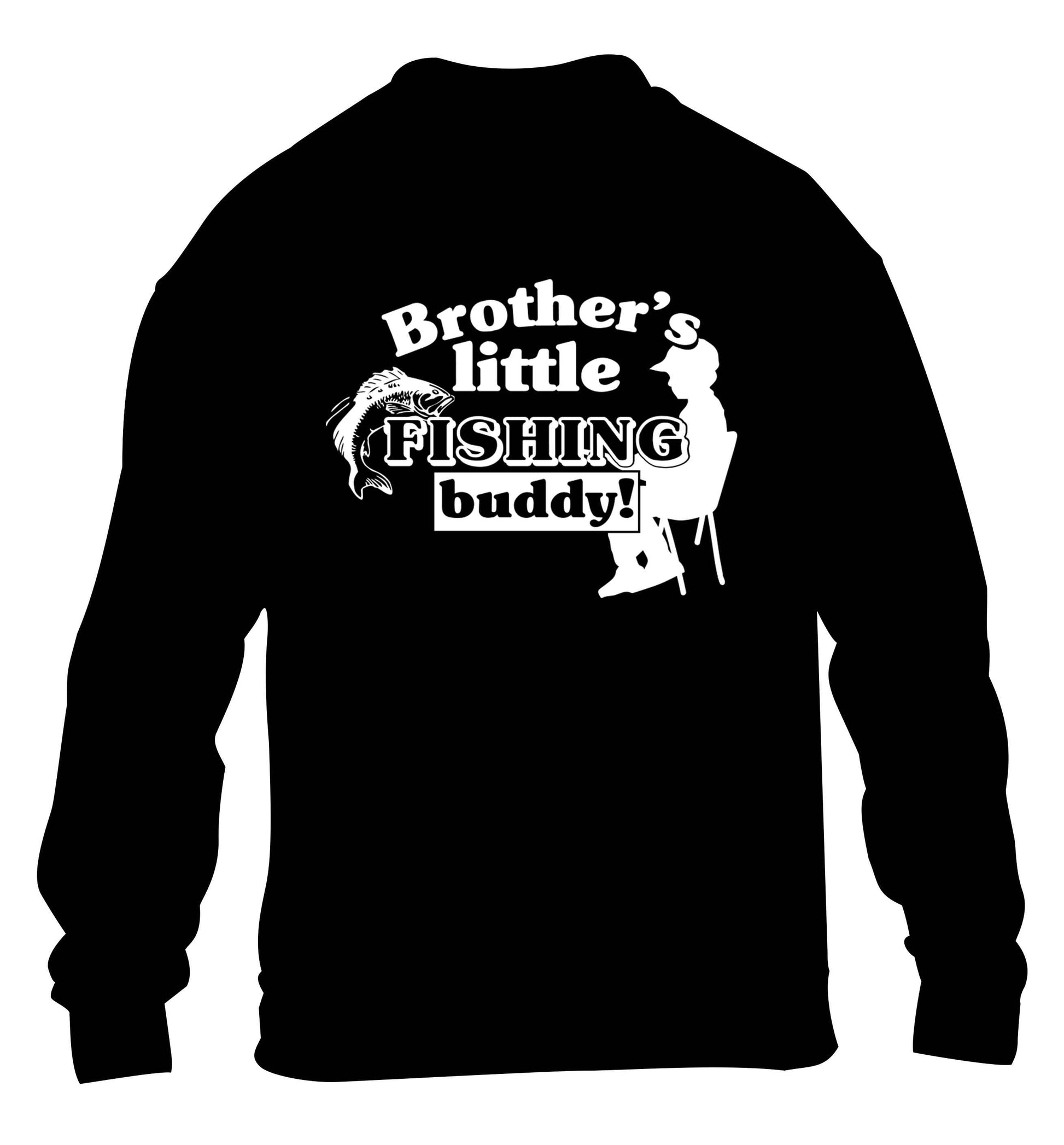 Brother's little fishing buddy children's black sweater 12-13 Years