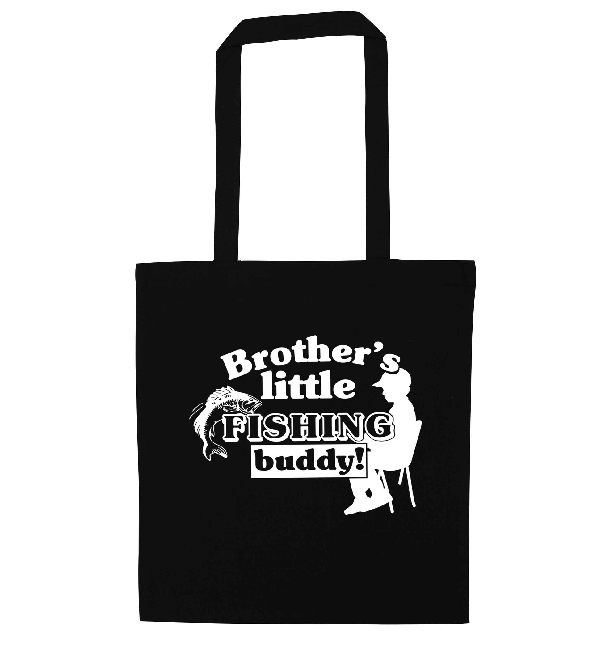 Brother's little fishing buddy black tote bag