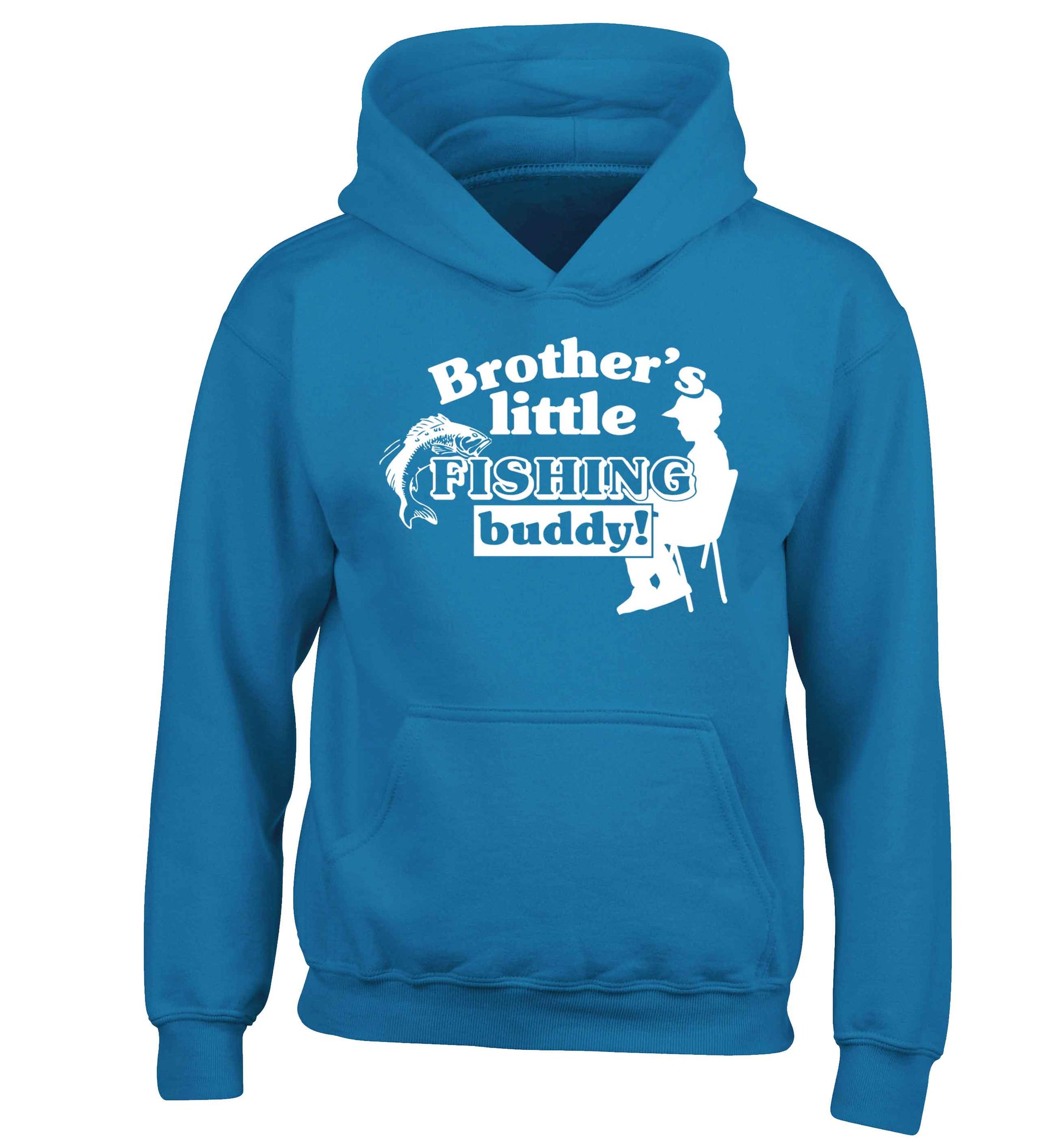 Brother's little fishing buddy children's blue hoodie 12-13 Years