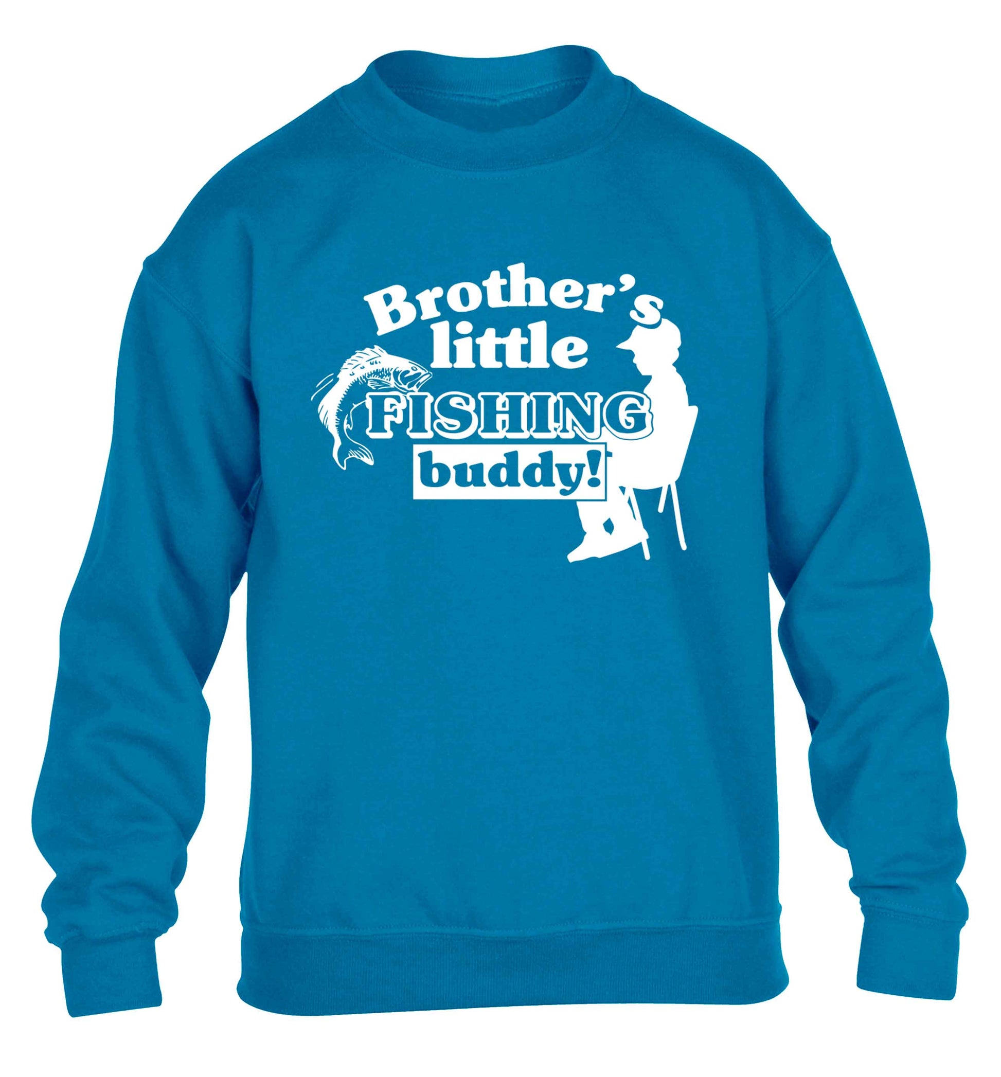 Brother's little fishing buddy children's blue sweater 12-13 Years