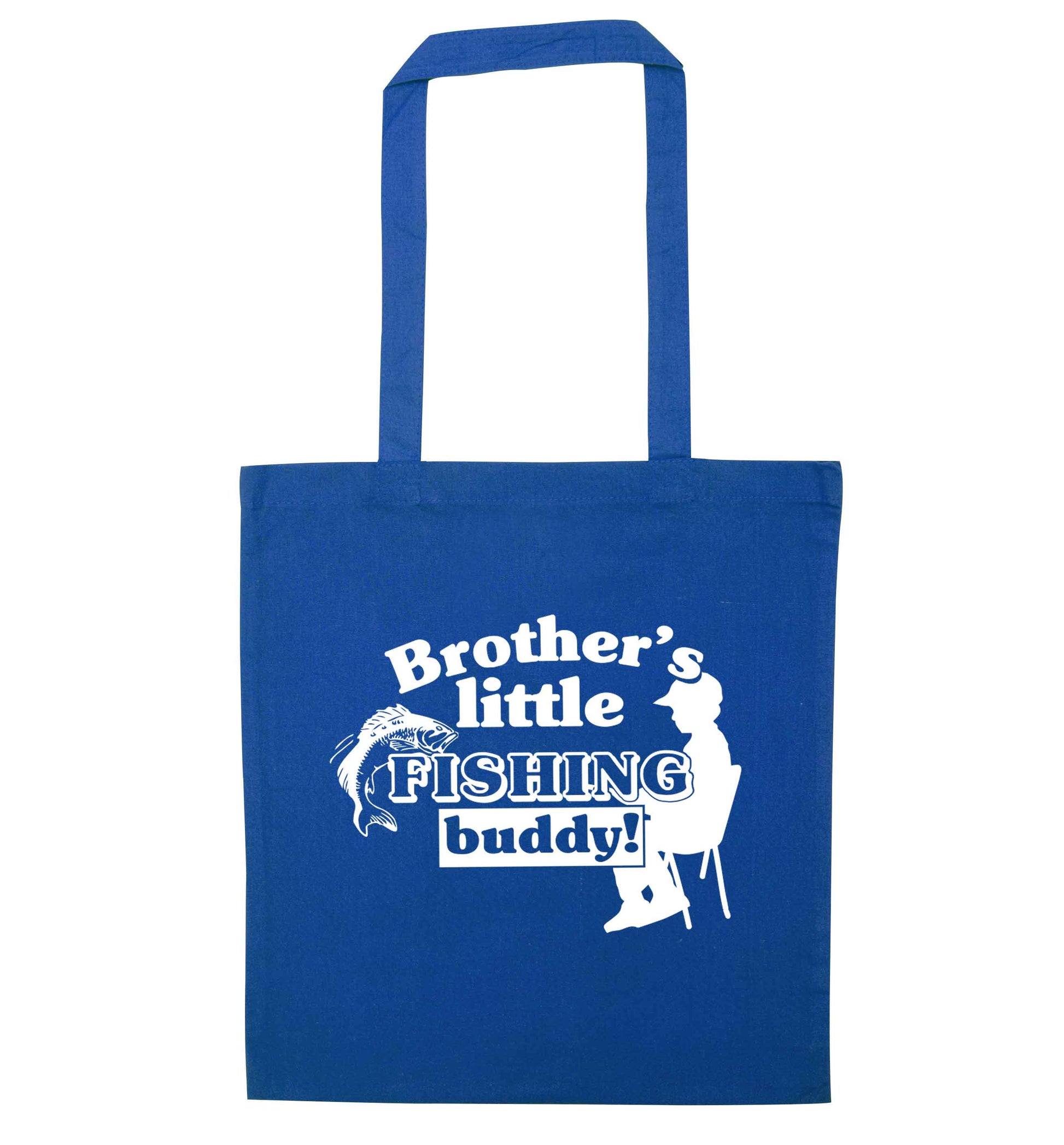 Brother's little fishing buddy blue tote bag