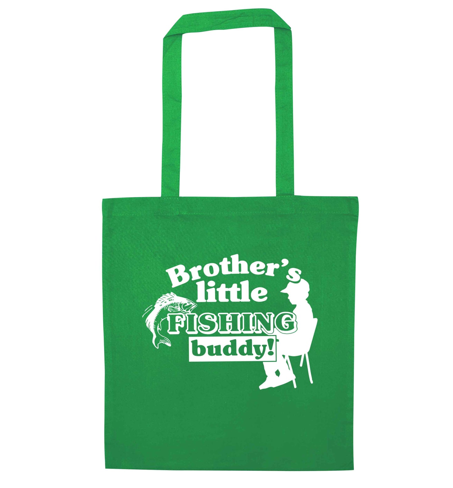 Brother's little fishing buddy green tote bag