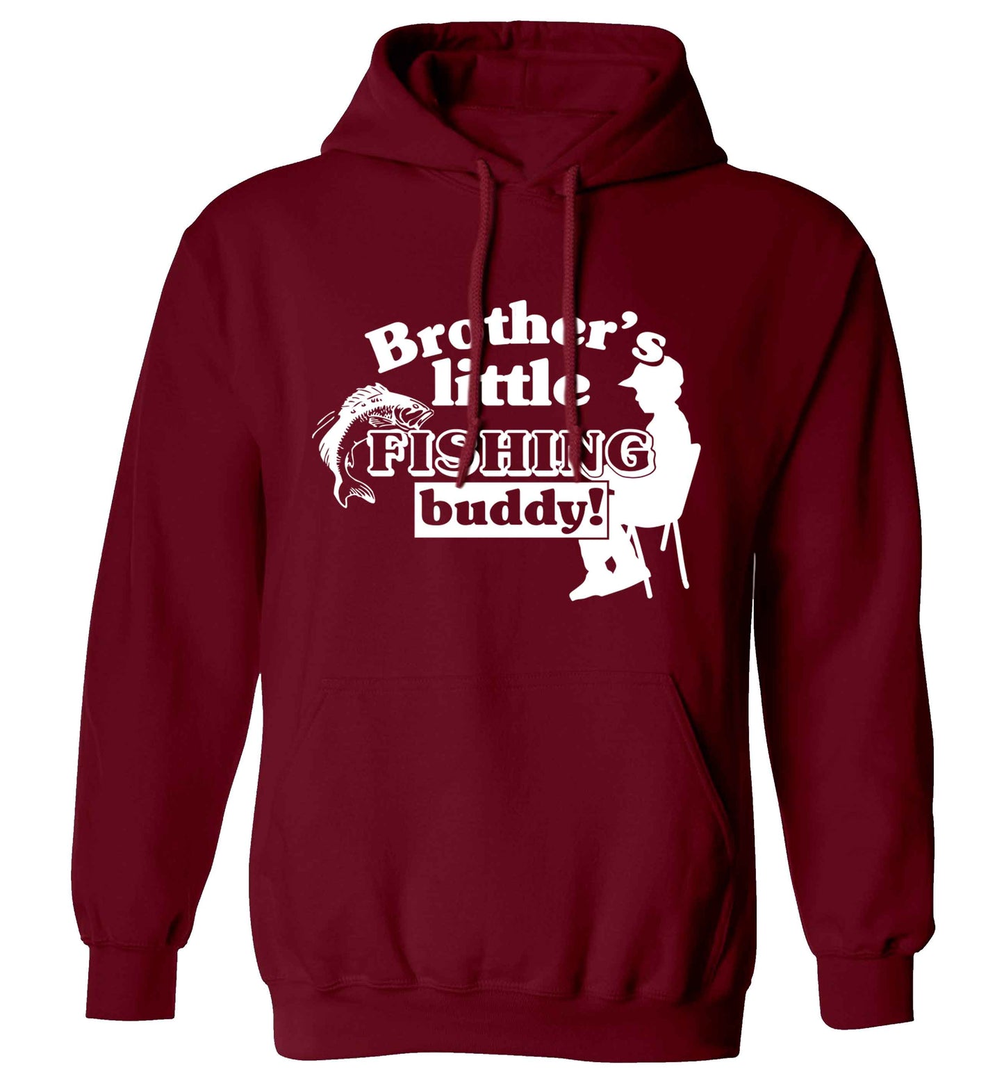 Brother's little fishing buddy adults unisex maroon hoodie 2XL