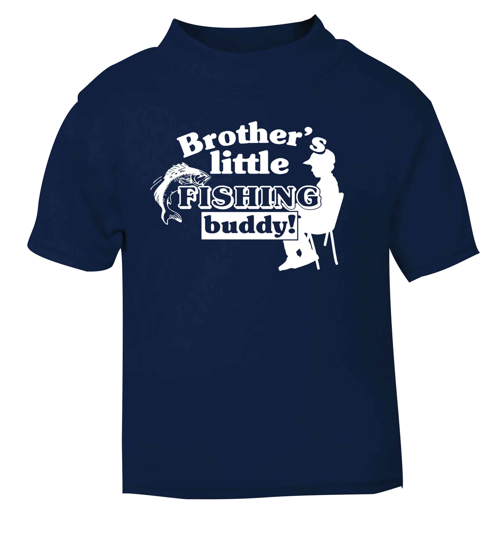 Brother's little fishing buddy navy Baby Toddler Tshirt 2 Years