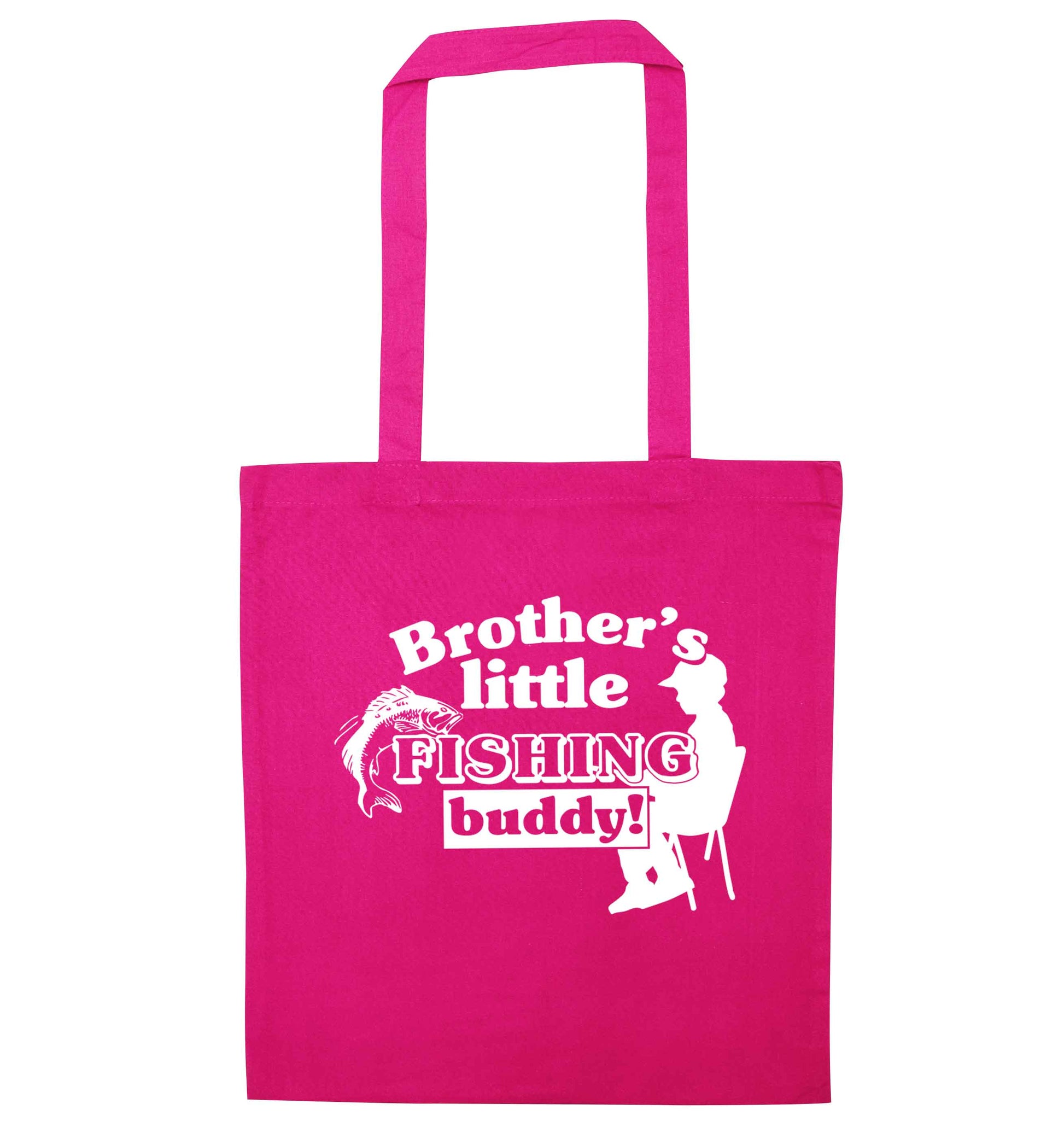 Brother's little fishing buddy pink tote bag