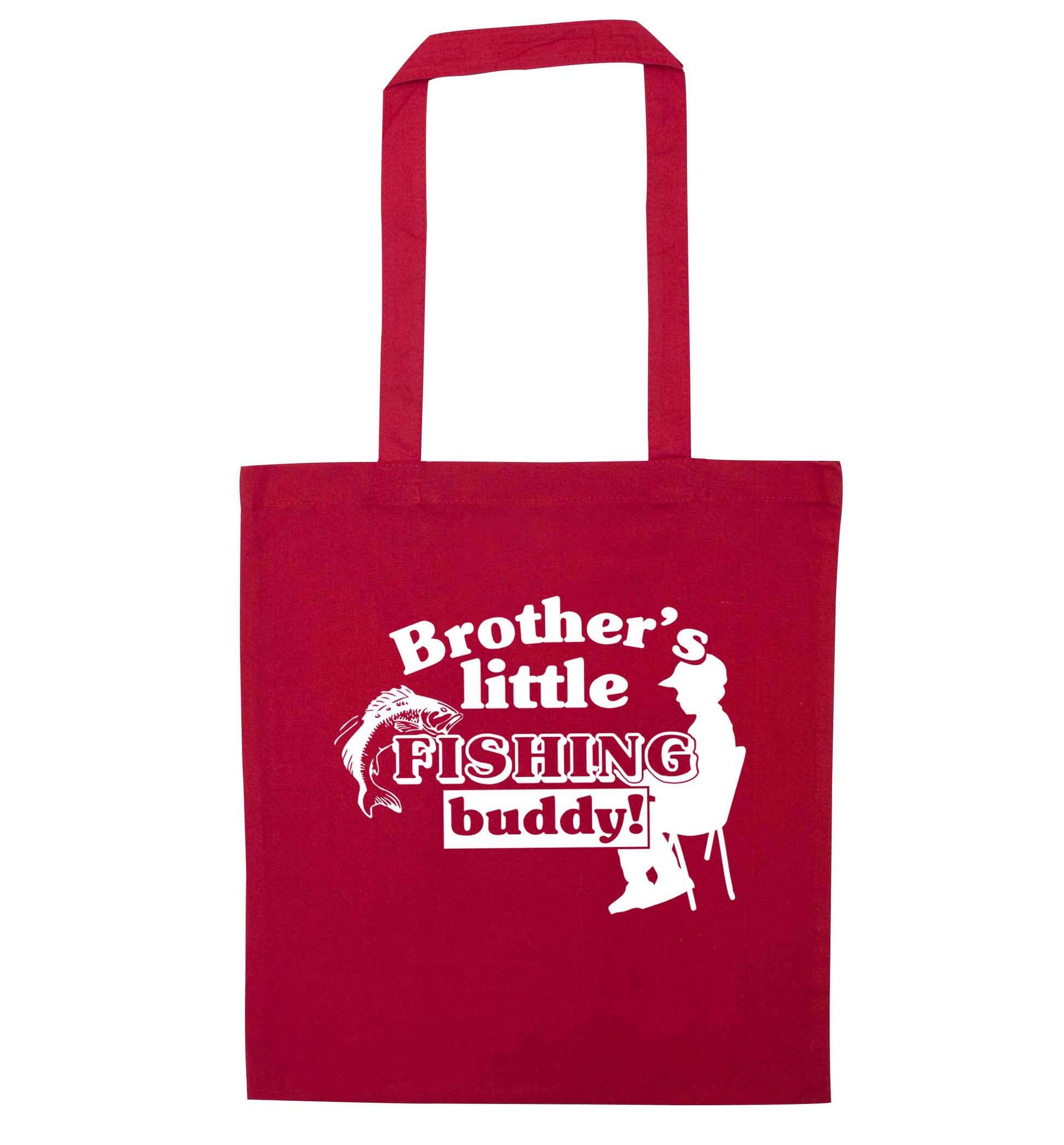 Brother's little fishing buddy red tote bag