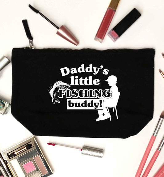 Daddy's little fishing buddy black makeup bag