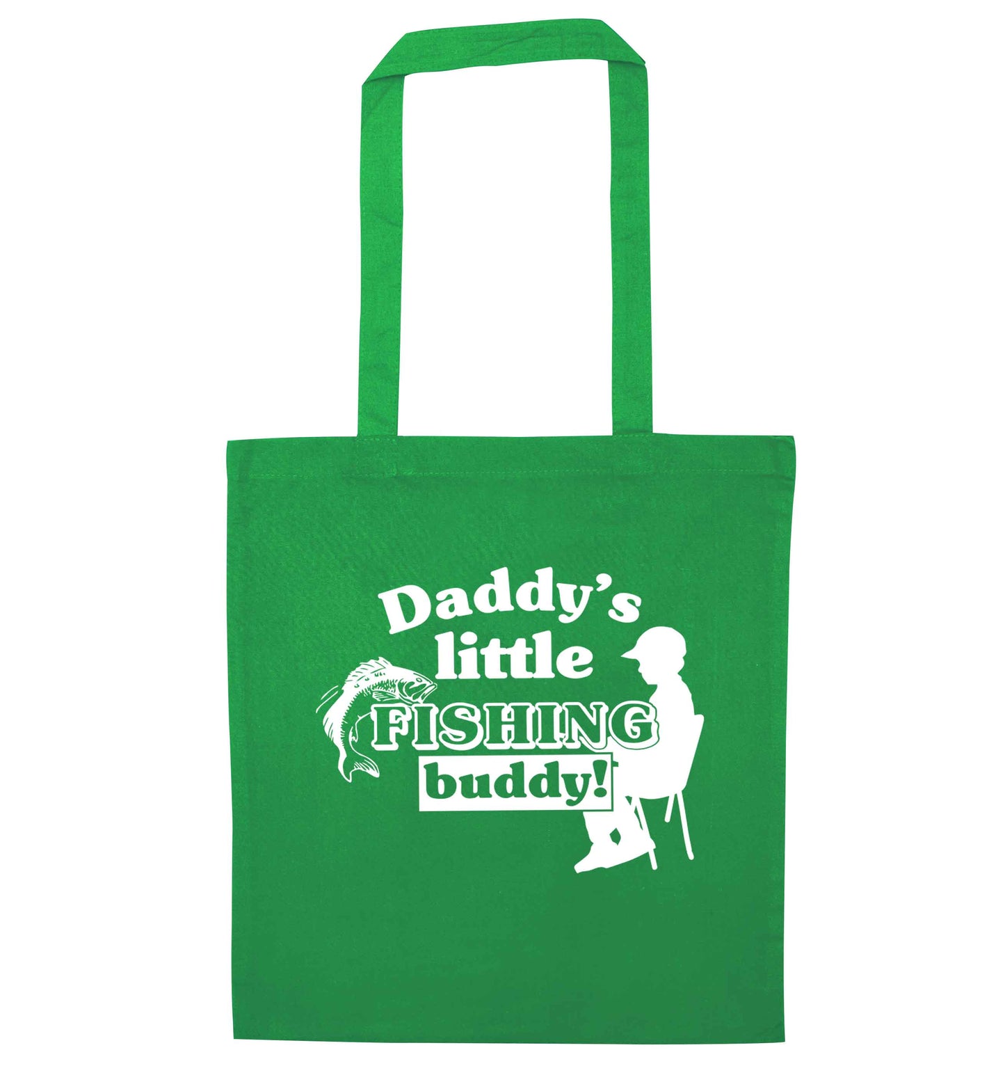 Daddy's little fishing buddy green tote bag