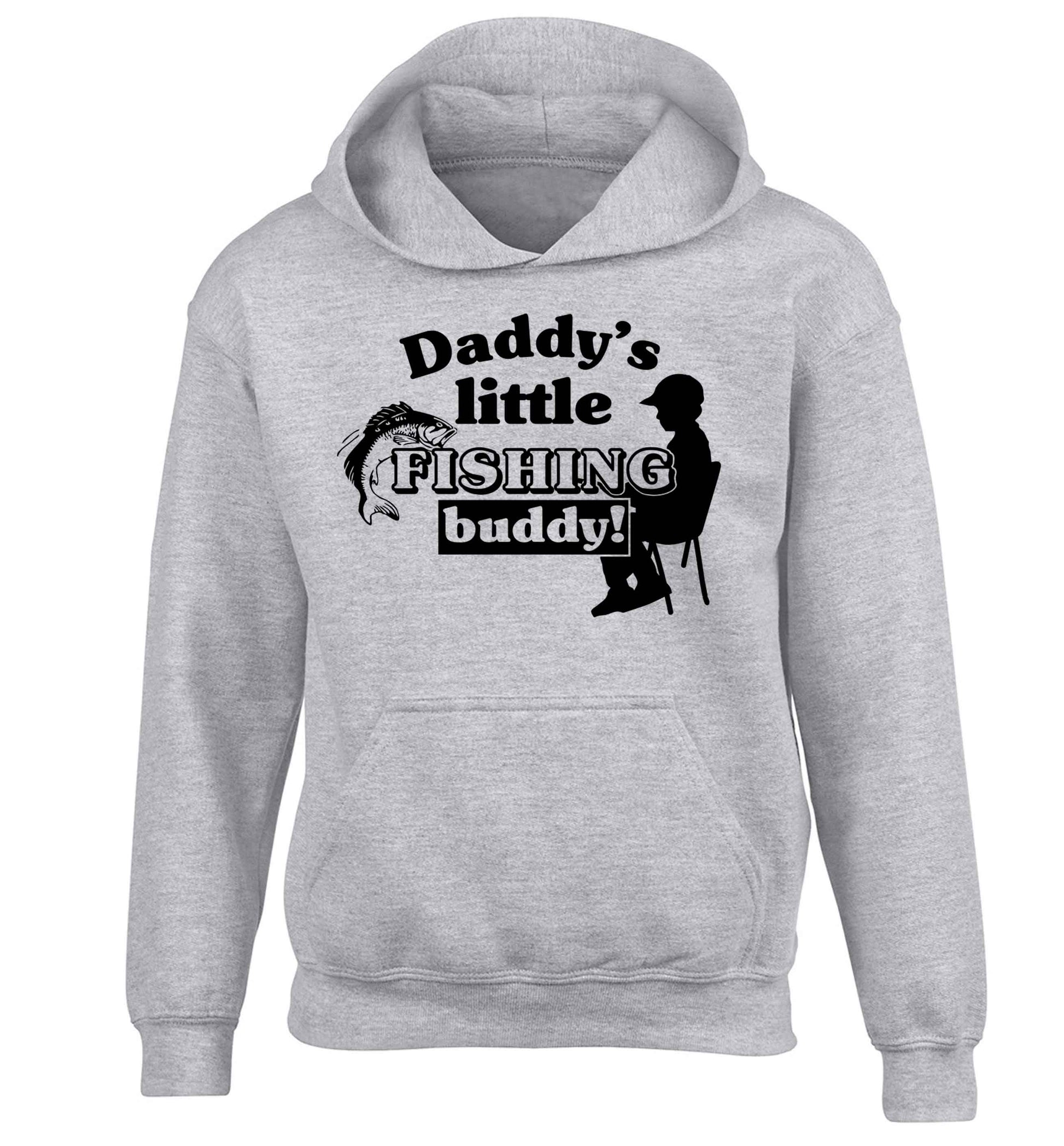 Daddy's little fishing buddy children's grey hoodie 12-13 Years