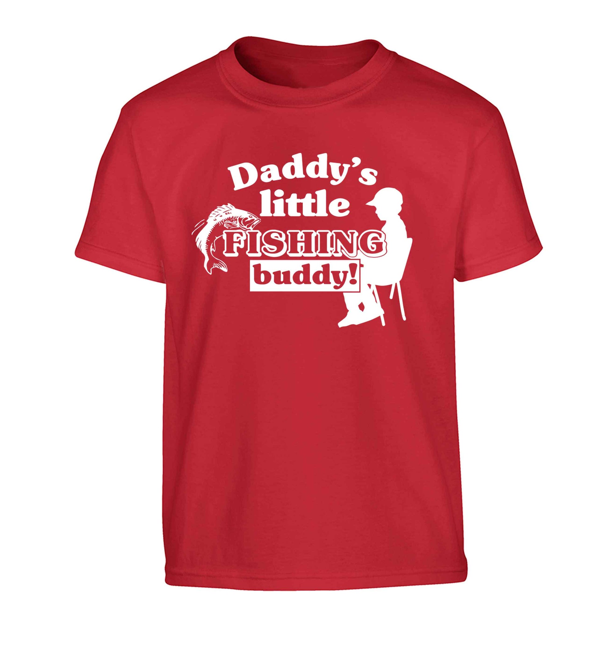 Daddy's little fishing buddy Children's red Tshirt 12-13 Years