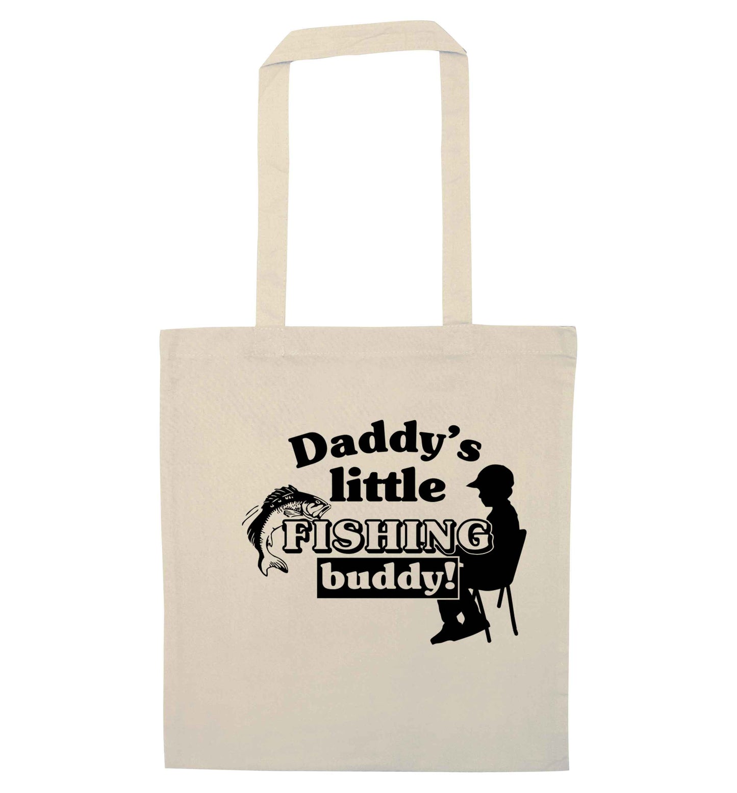 Daddy's little fishing buddy natural tote bag