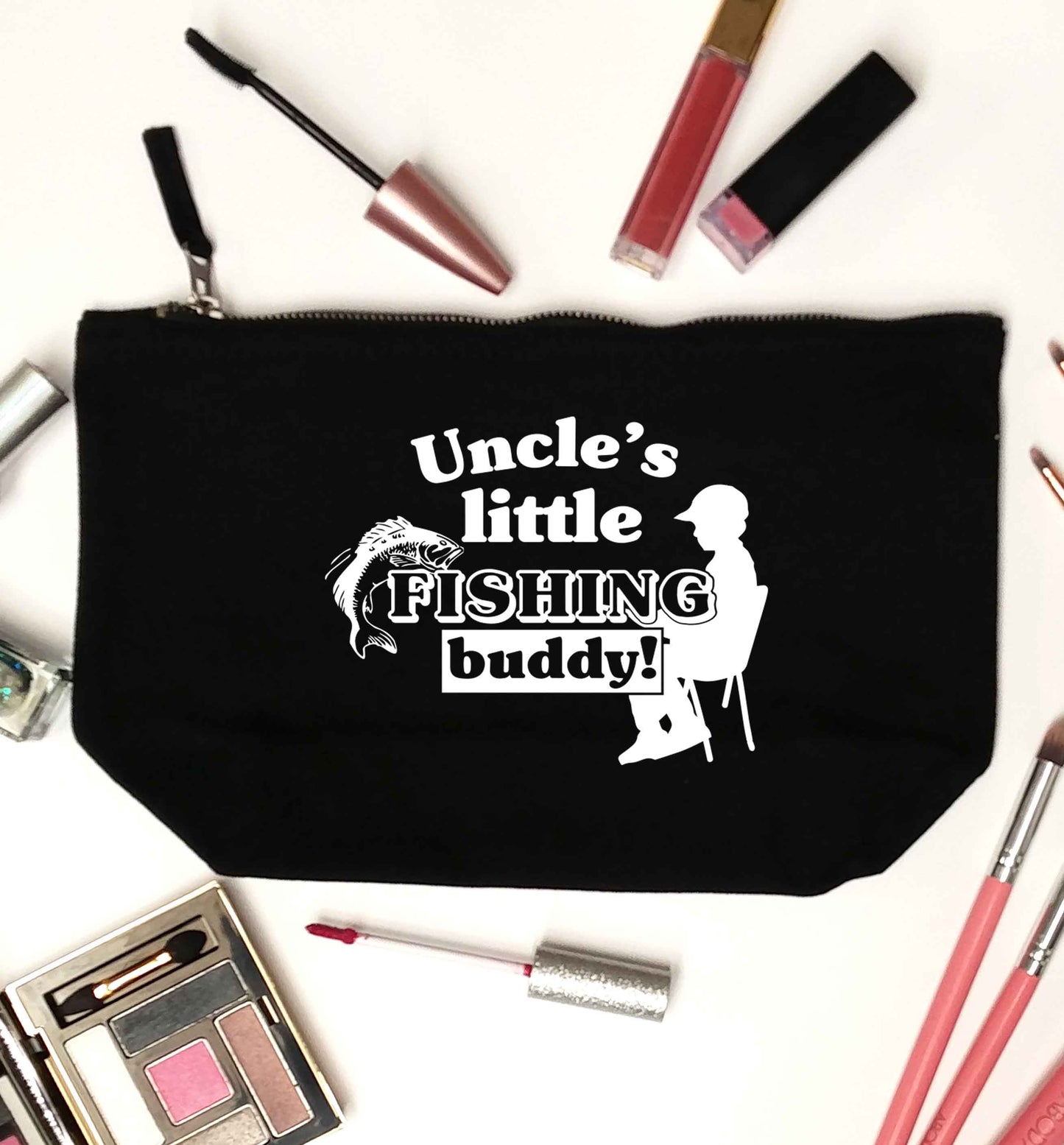 Uncle's little fishing buddy black makeup bag
