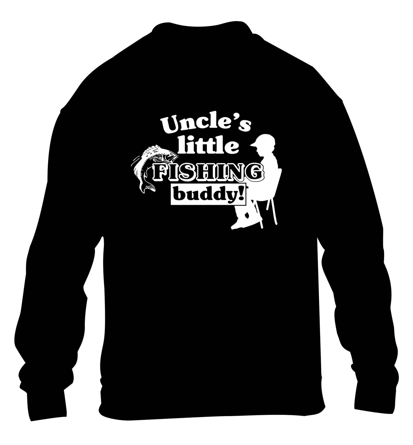 Uncle's little fishing buddy children's black sweater 12-13 Years