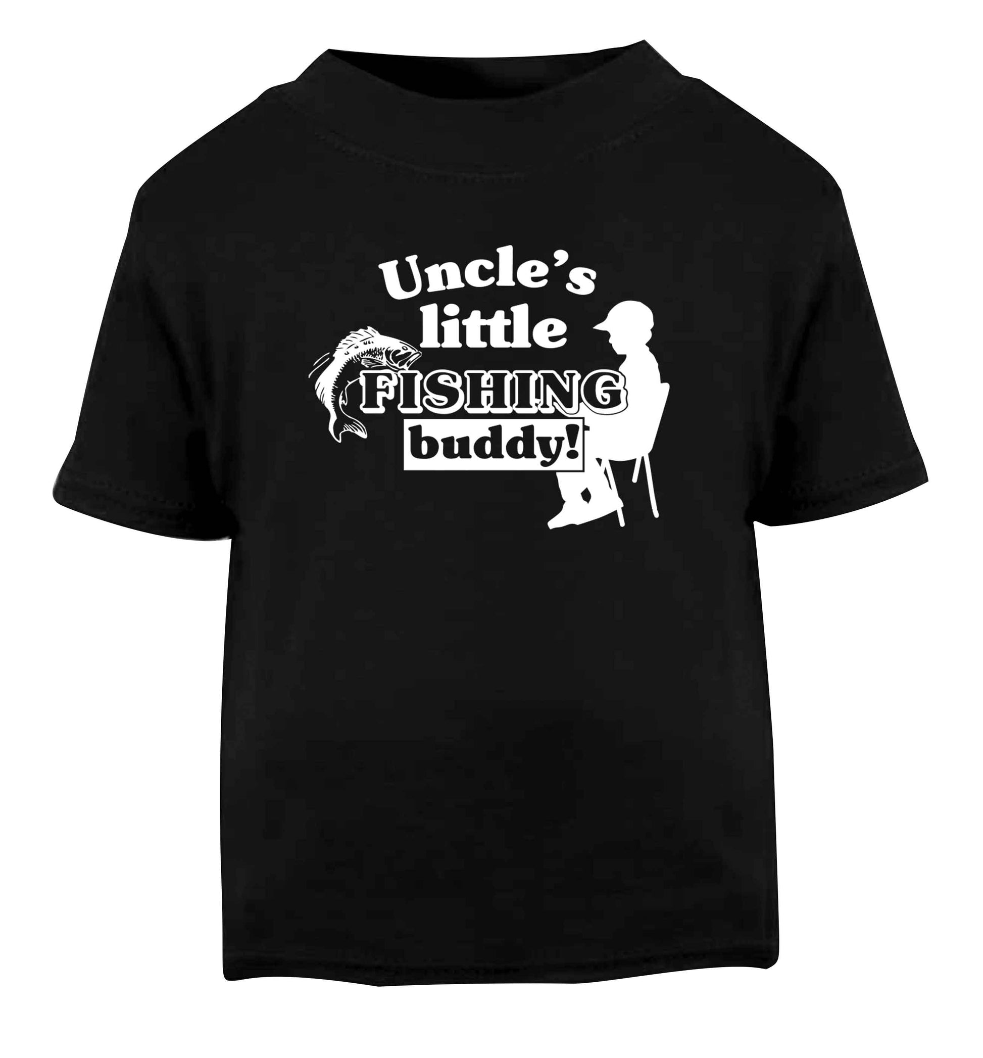 Uncle's little fishing buddy Black Baby Toddler Tshirt 2 years