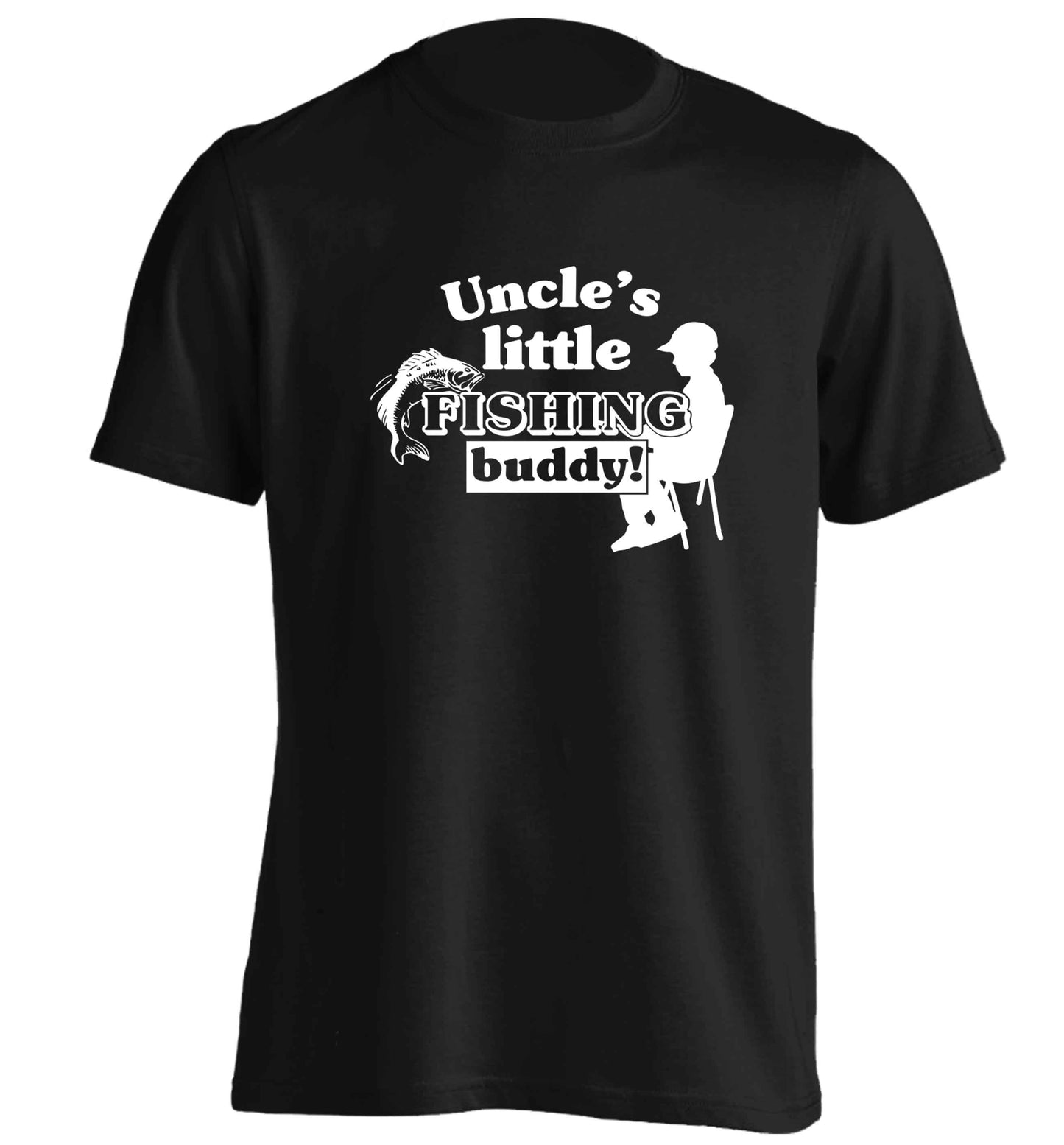 Uncle's little fishing buddy adults unisex black Tshirt 2XL