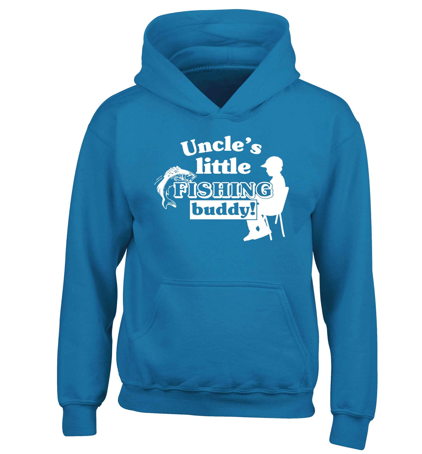Uncle's little fishing buddy children's blue hoodie 12-13 Years