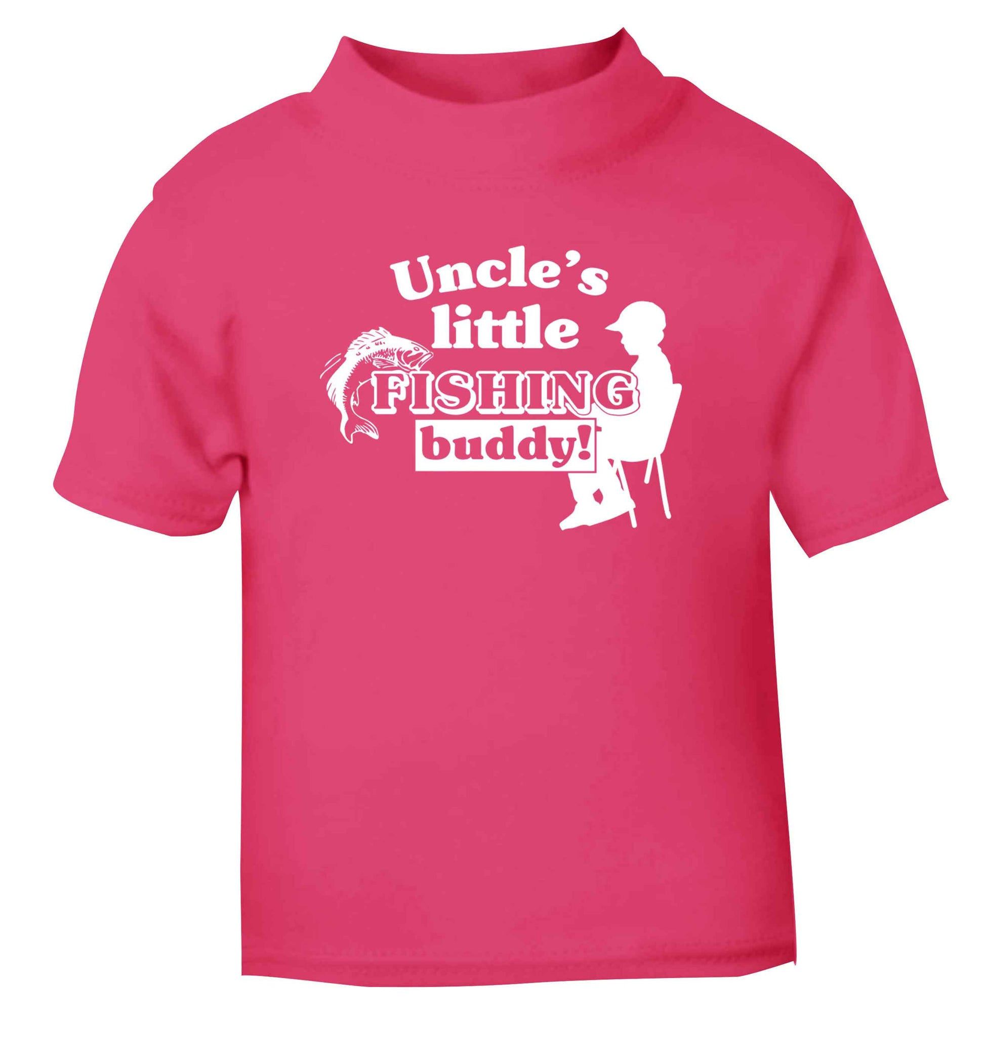 Uncle's little fishing buddy pink Baby Toddler Tshirt 2 Years