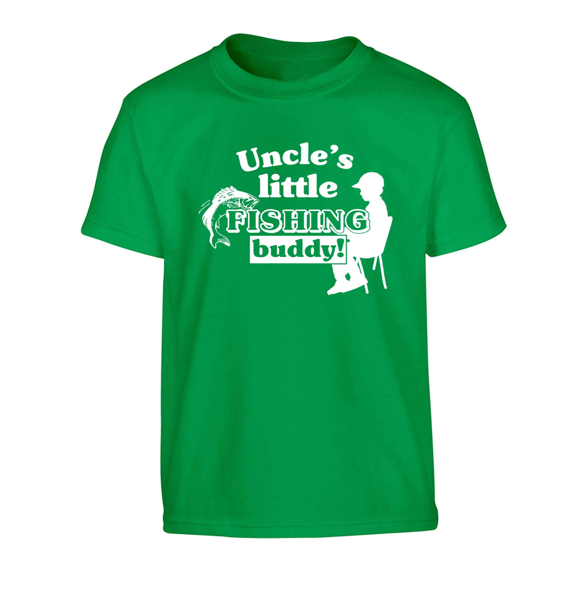 Uncle's little fishing buddy Children's green Tshirt 12-13 Years