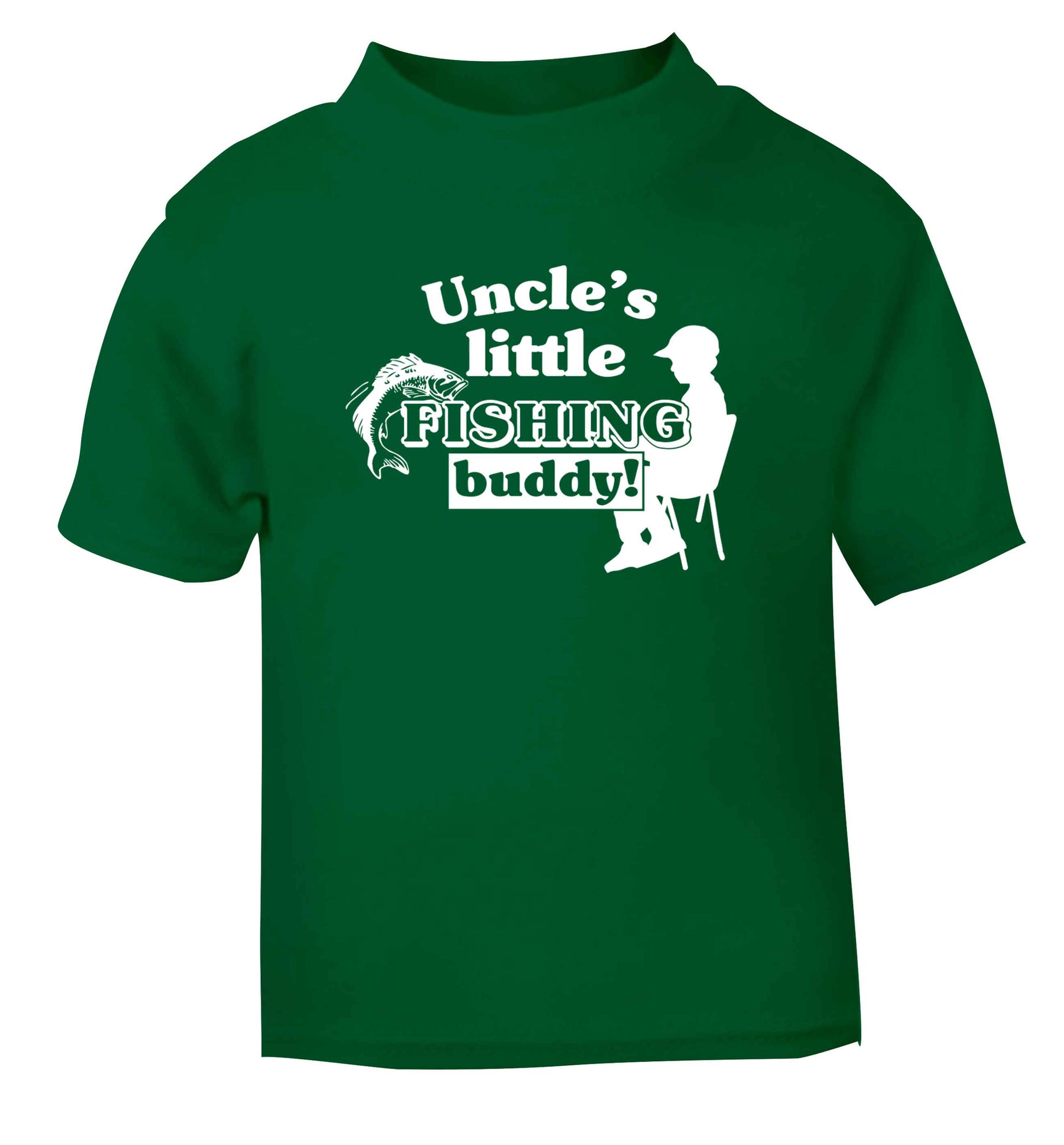Uncle's little fishing buddy green Baby Toddler Tshirt 2 Years