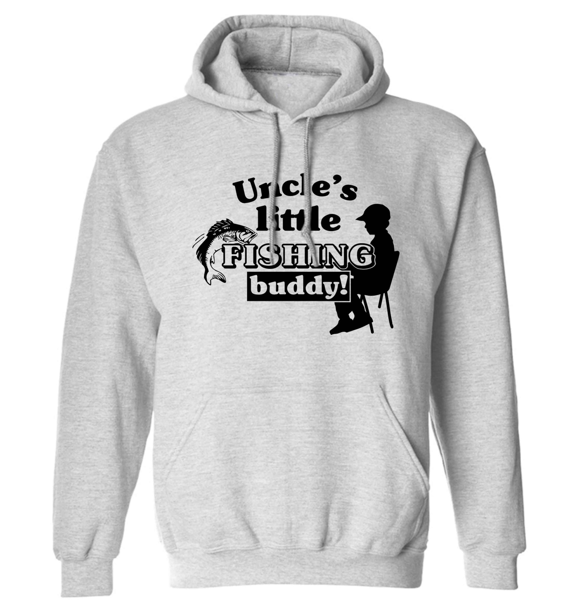 Uncle's little fishing buddy adults unisex grey hoodie 2XL