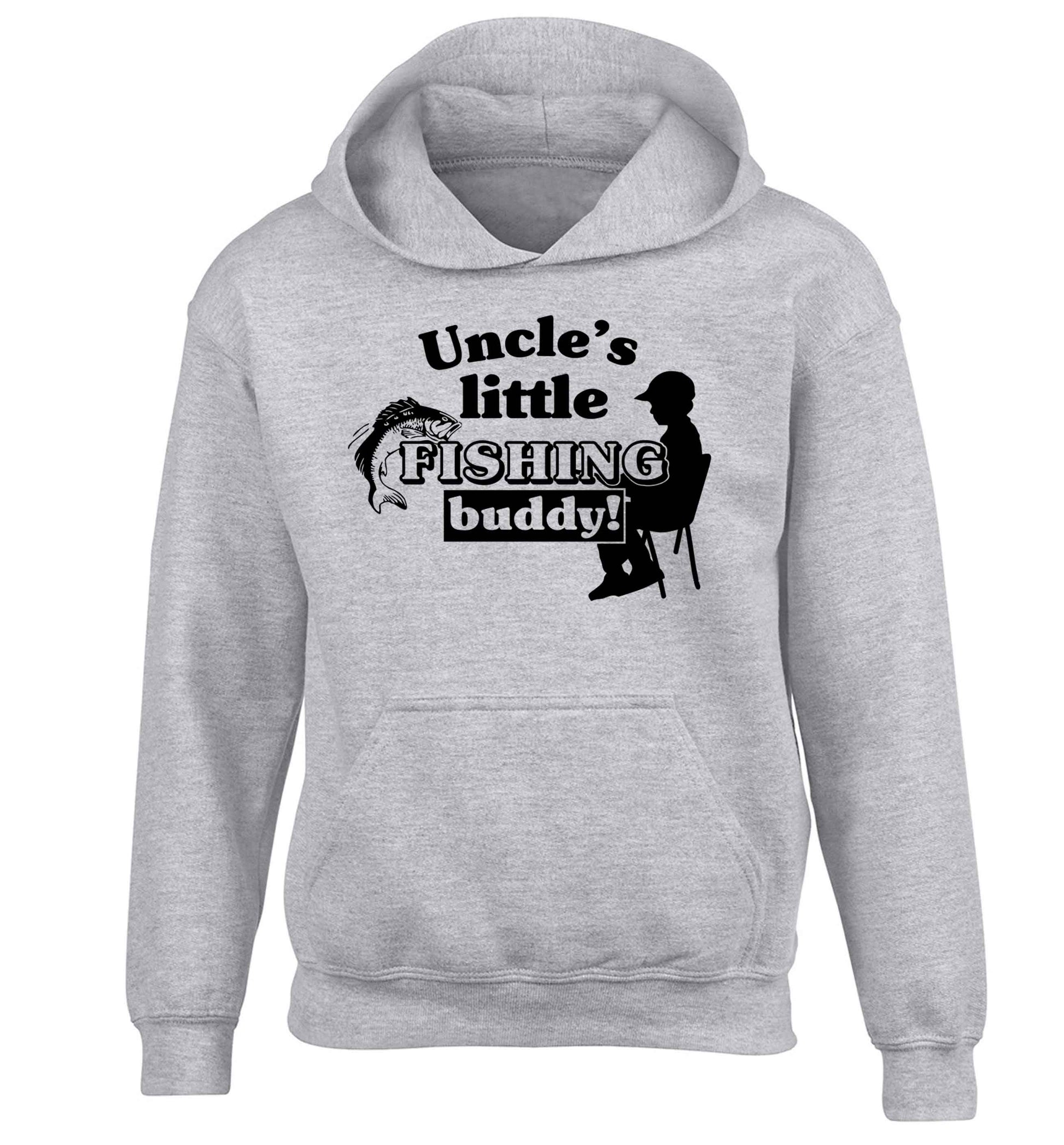Uncle's little fishing buddy children's grey hoodie 12-13 Years