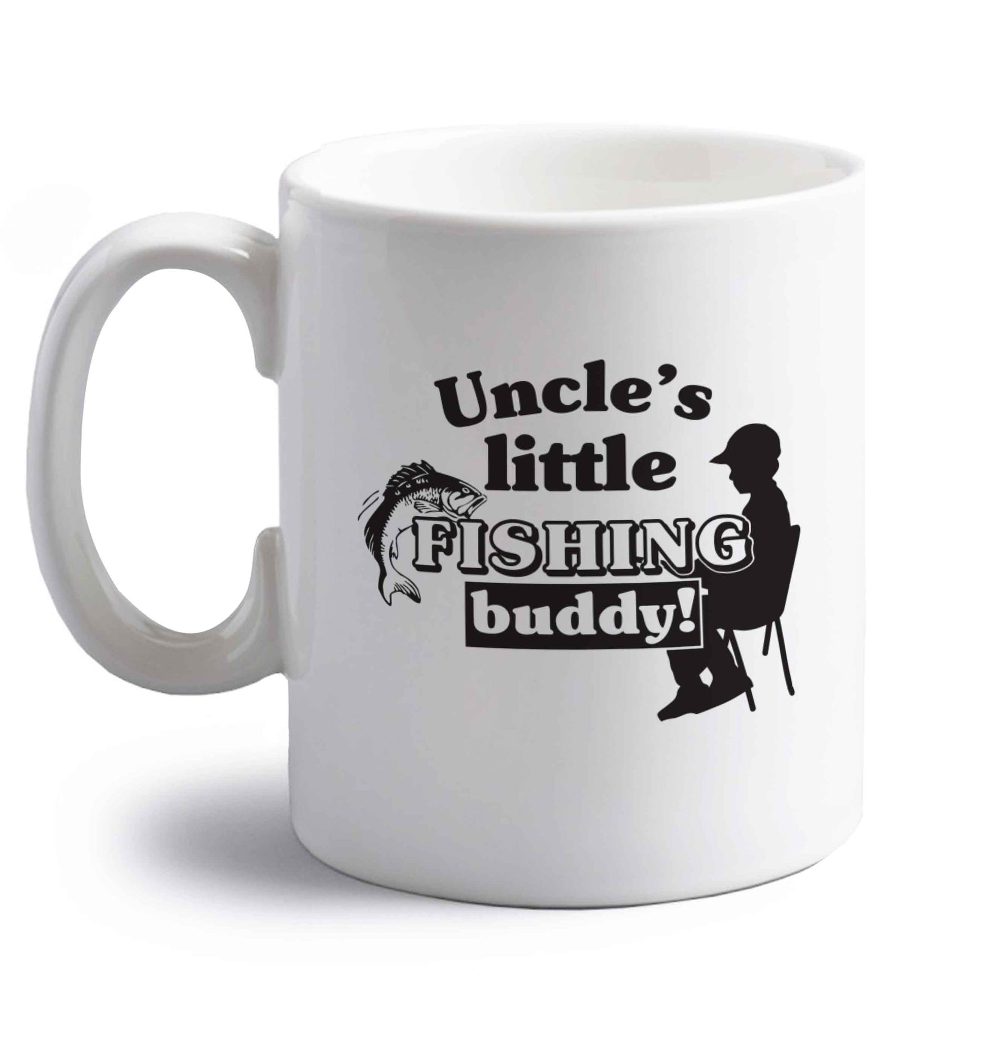 Uncle's little fishing buddy right handed white ceramic mug 