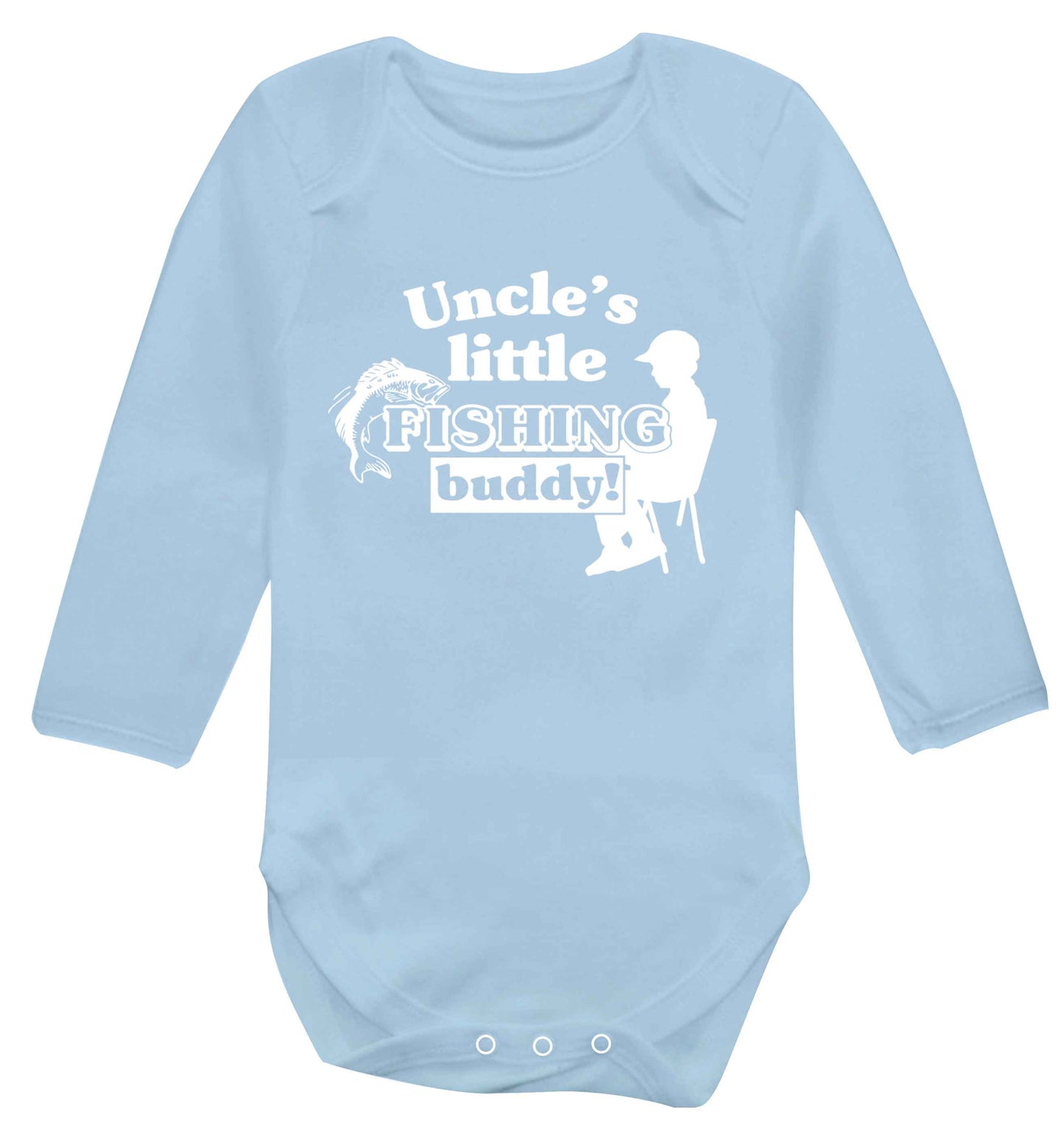 Uncle's little fishing buddy Baby Vest long sleeved pale blue 6-12 months