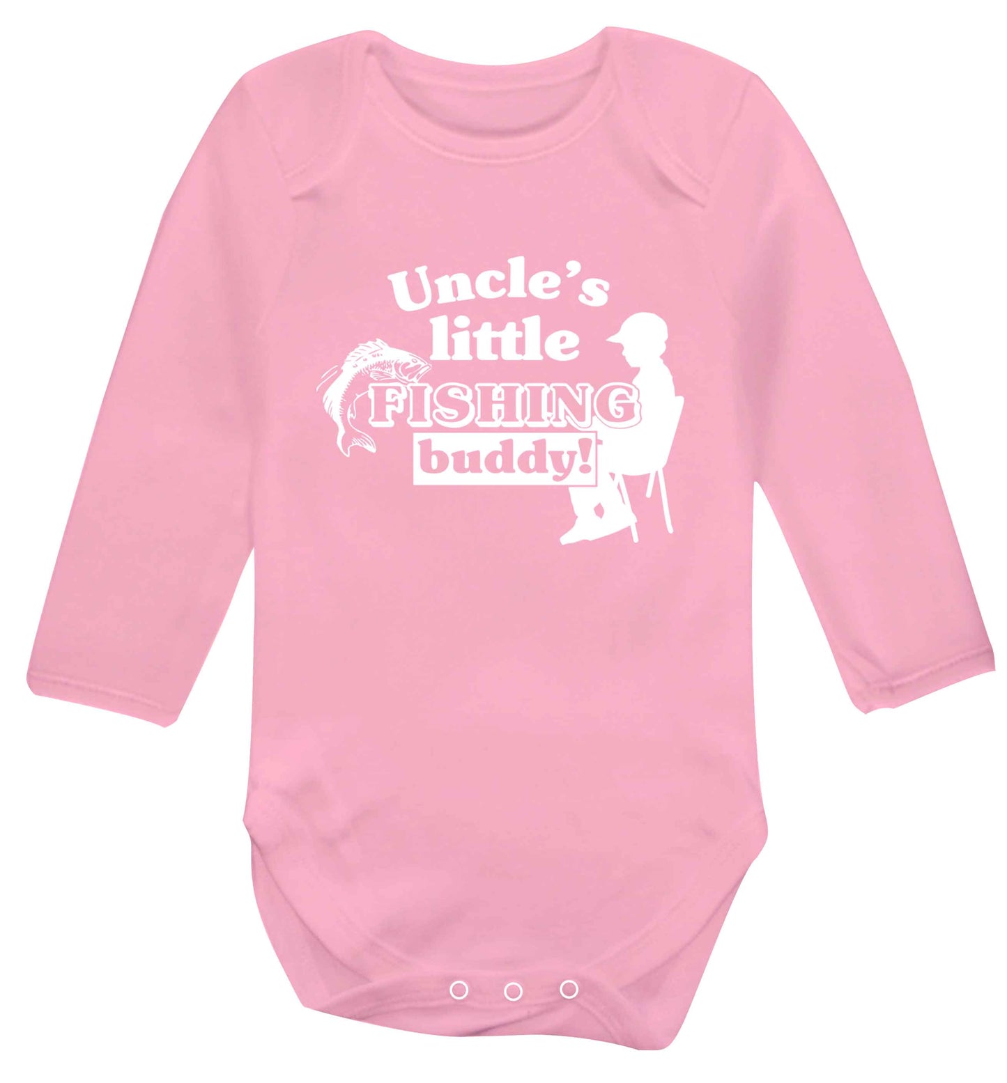 Uncle's little fishing buddy Baby Vest long sleeved pale pink 6-12 months