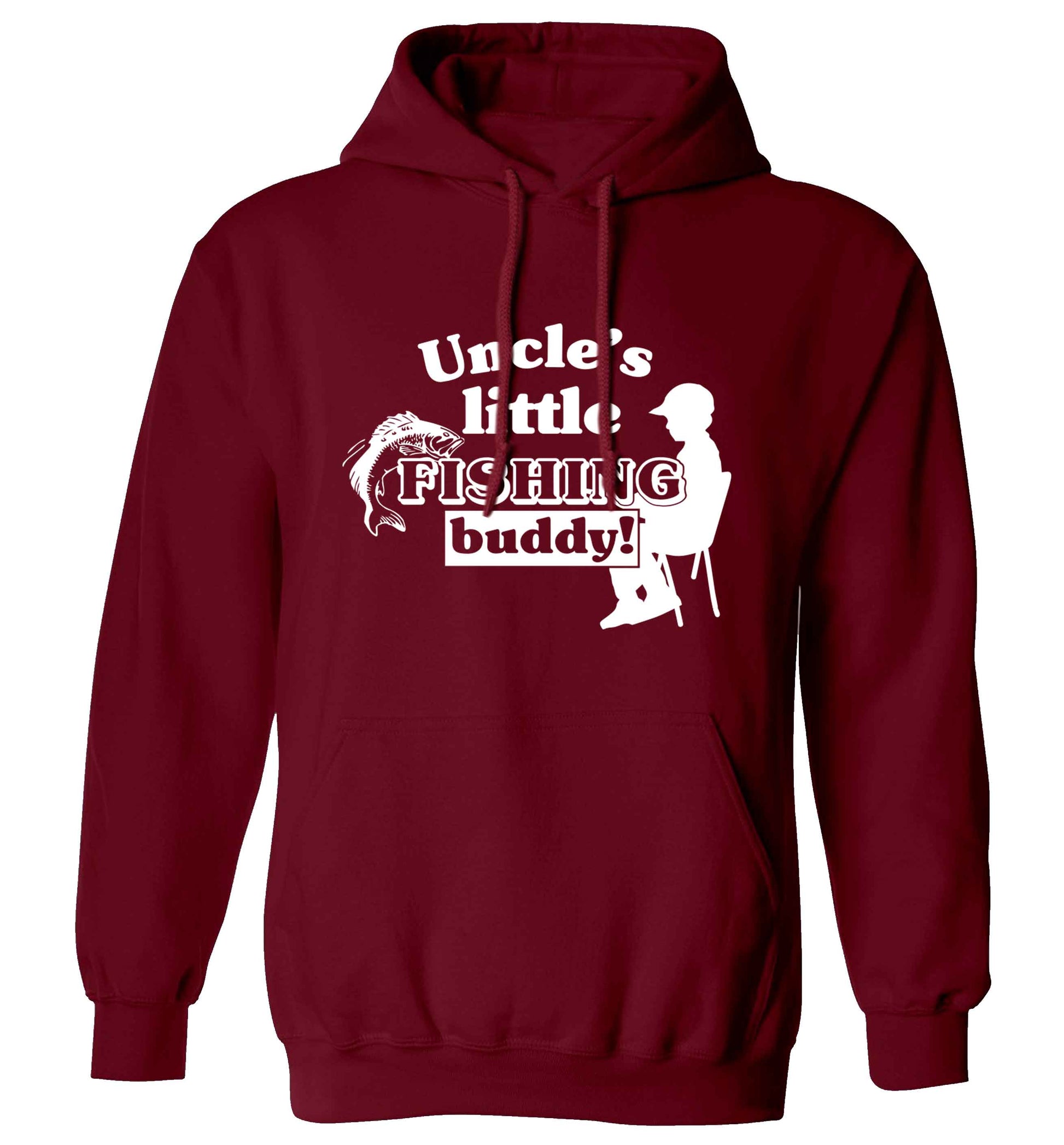 Uncle's little fishing buddy adults unisex maroon hoodie 2XL
