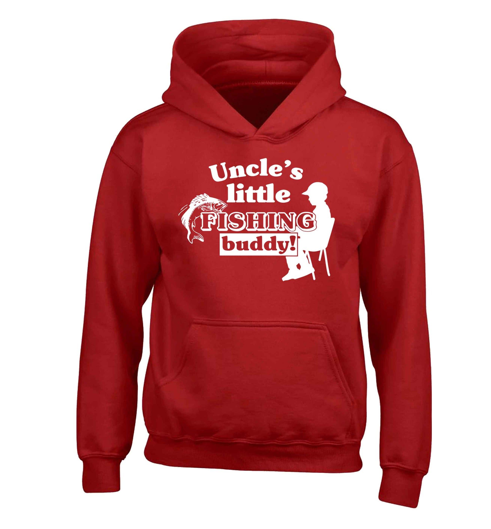Uncle's little fishing buddy children's red hoodie 12-13 Years