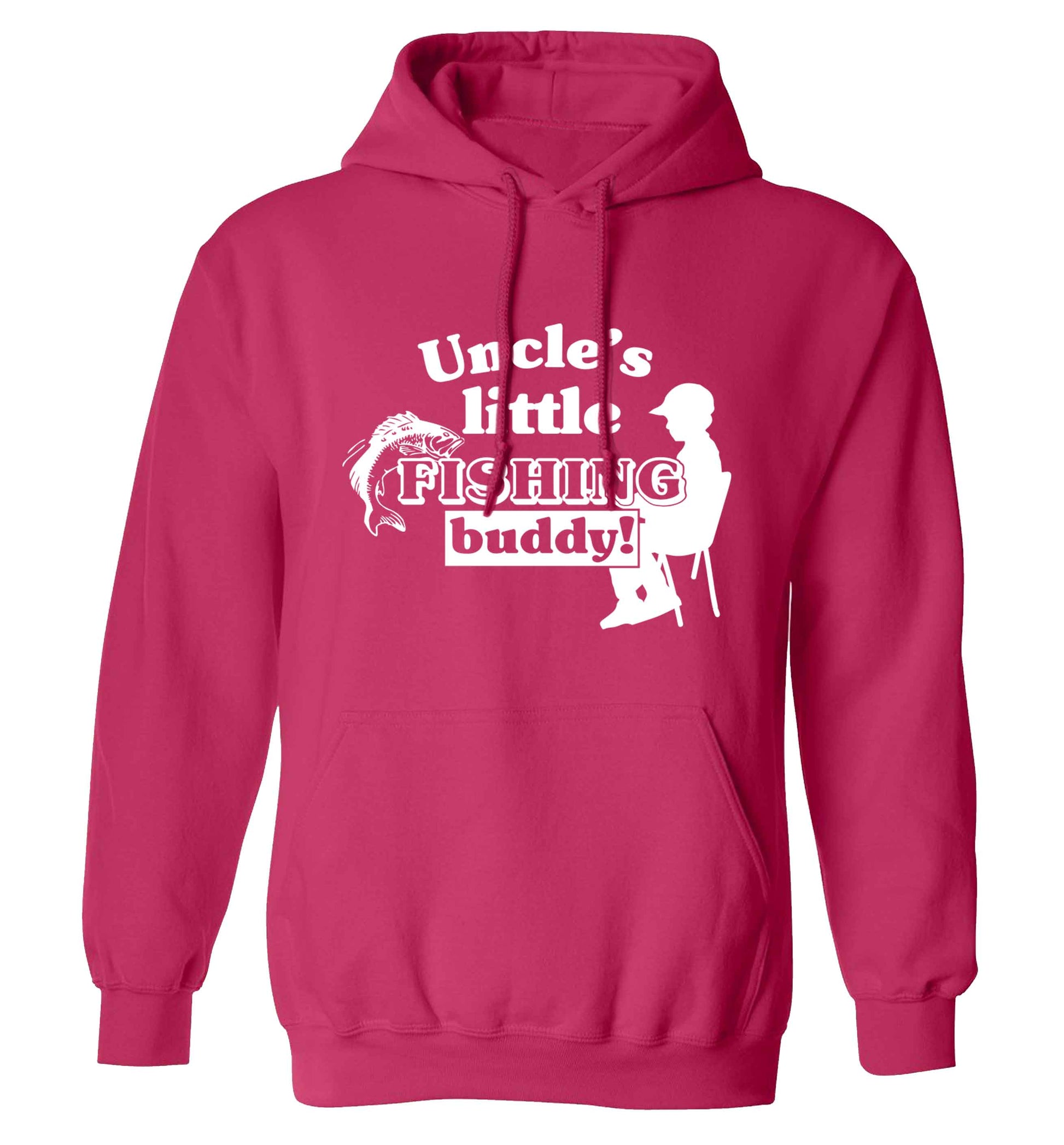 Uncle's little fishing buddy adults unisex pink hoodie 2XL