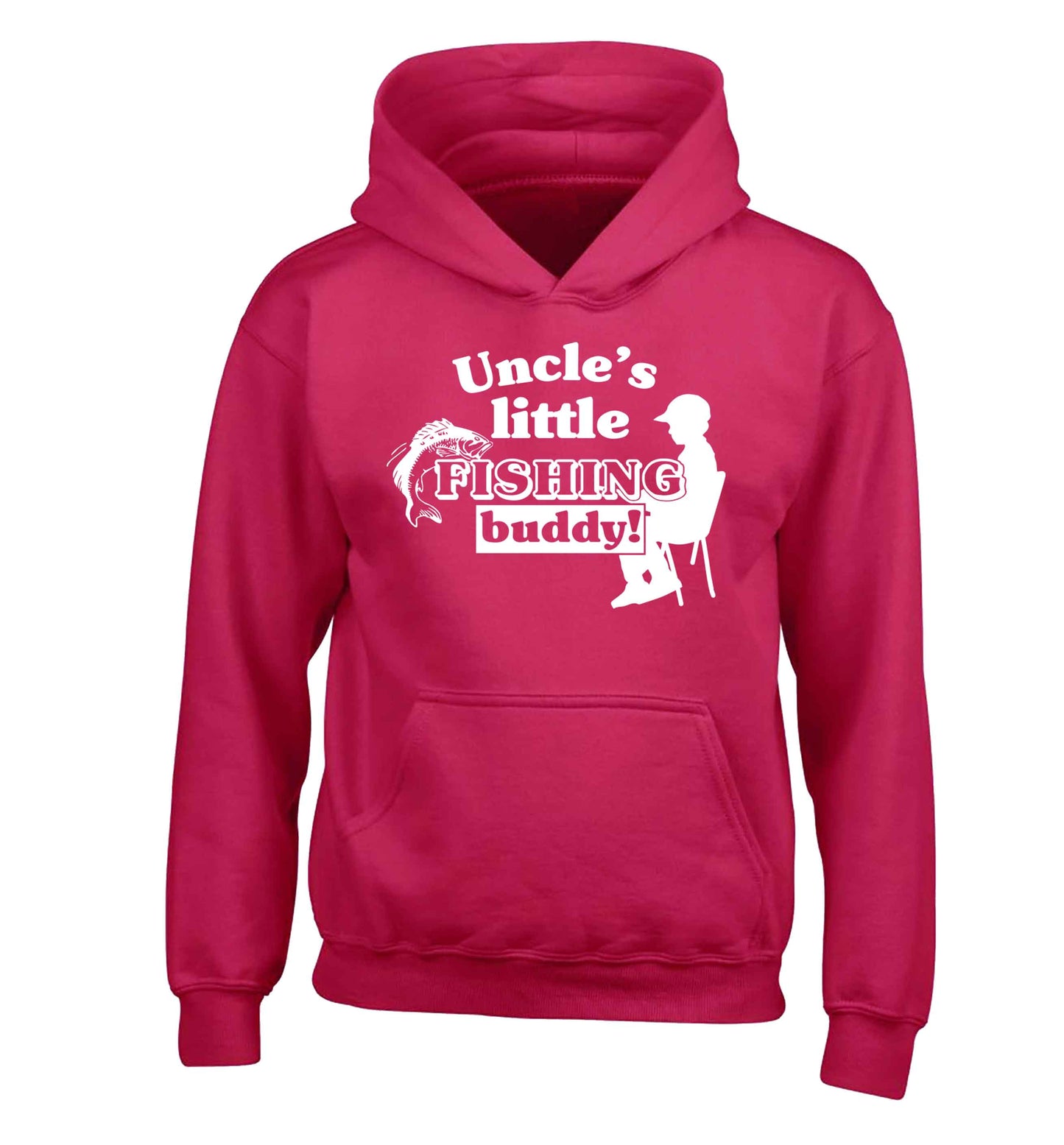 Uncle's little fishing buddy children's pink hoodie 12-13 Years